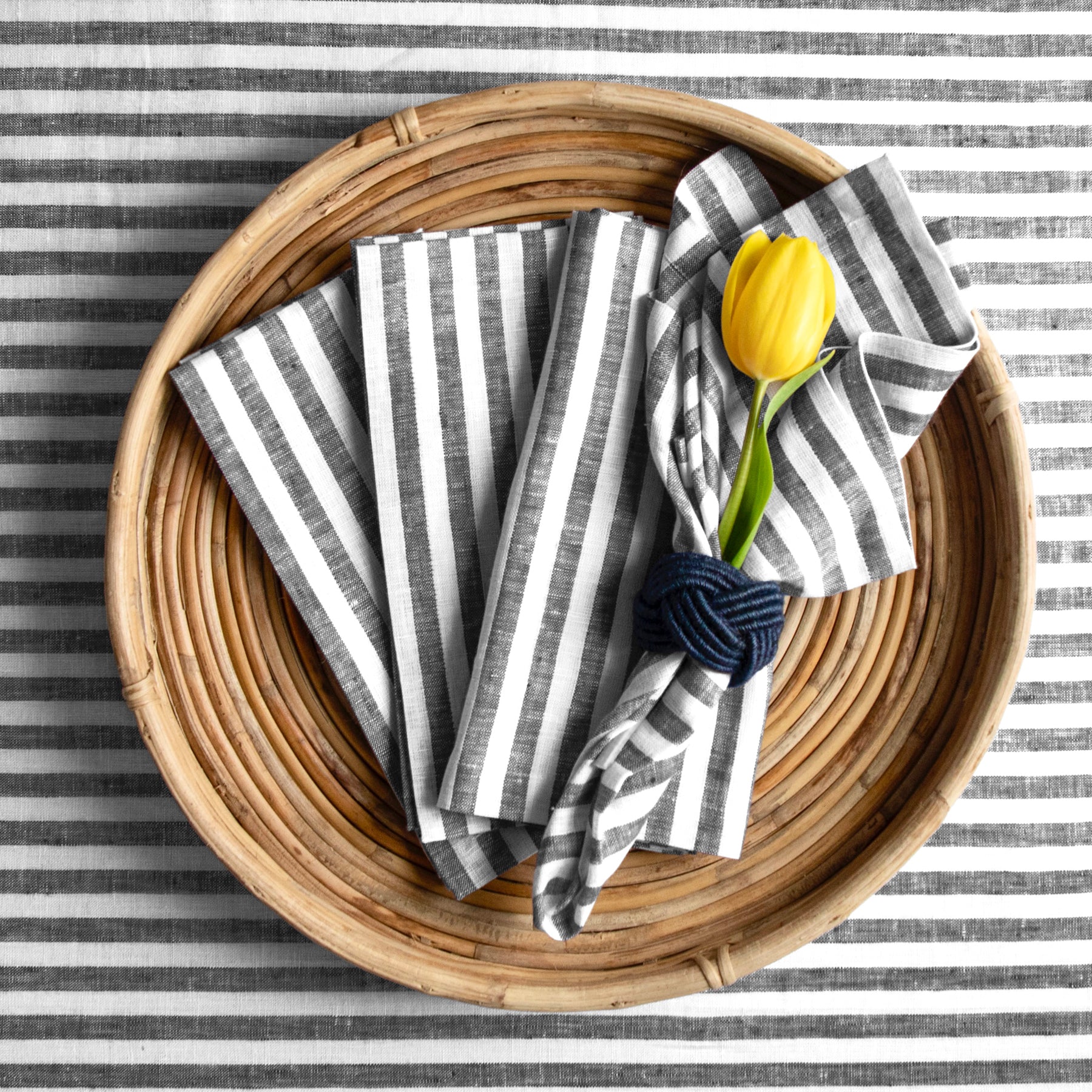 Amalfi Stripe Cotton Napkins Set of 12 - Premium Dinner Napkins for Formal Dining, Parties & Holiday Table Decor - Elegant Italian-Inspired Table Linens
