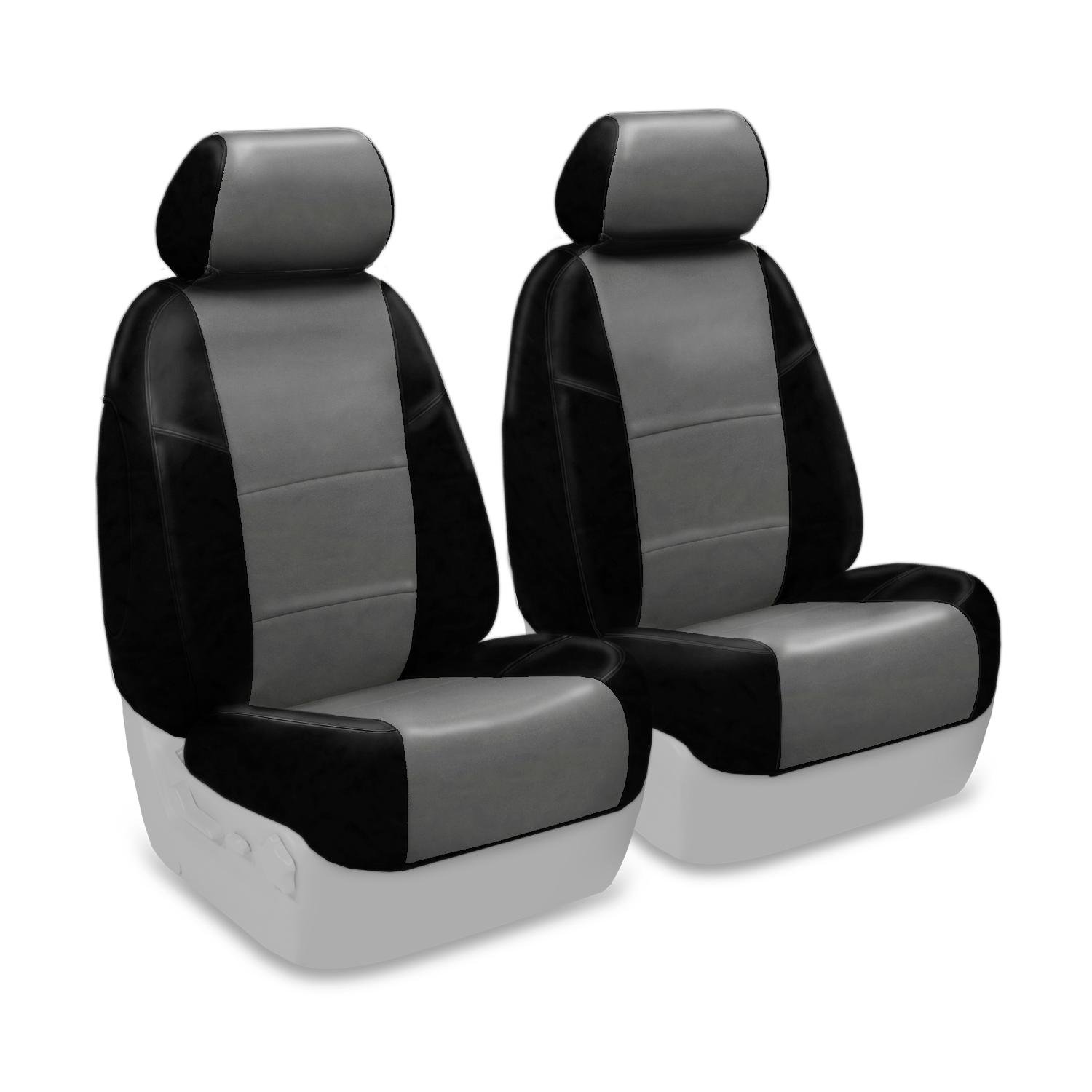 Premium Leatherette 2-Tone Custom Fit Seat Cover for Jeep Wrangler - Medium Gray with Black Sides | Front 50/50 Bucket Design | Durable Protection & Style Upgrade | Perfect for Off-Roading, Daily Commute & Car Interior Enhancement