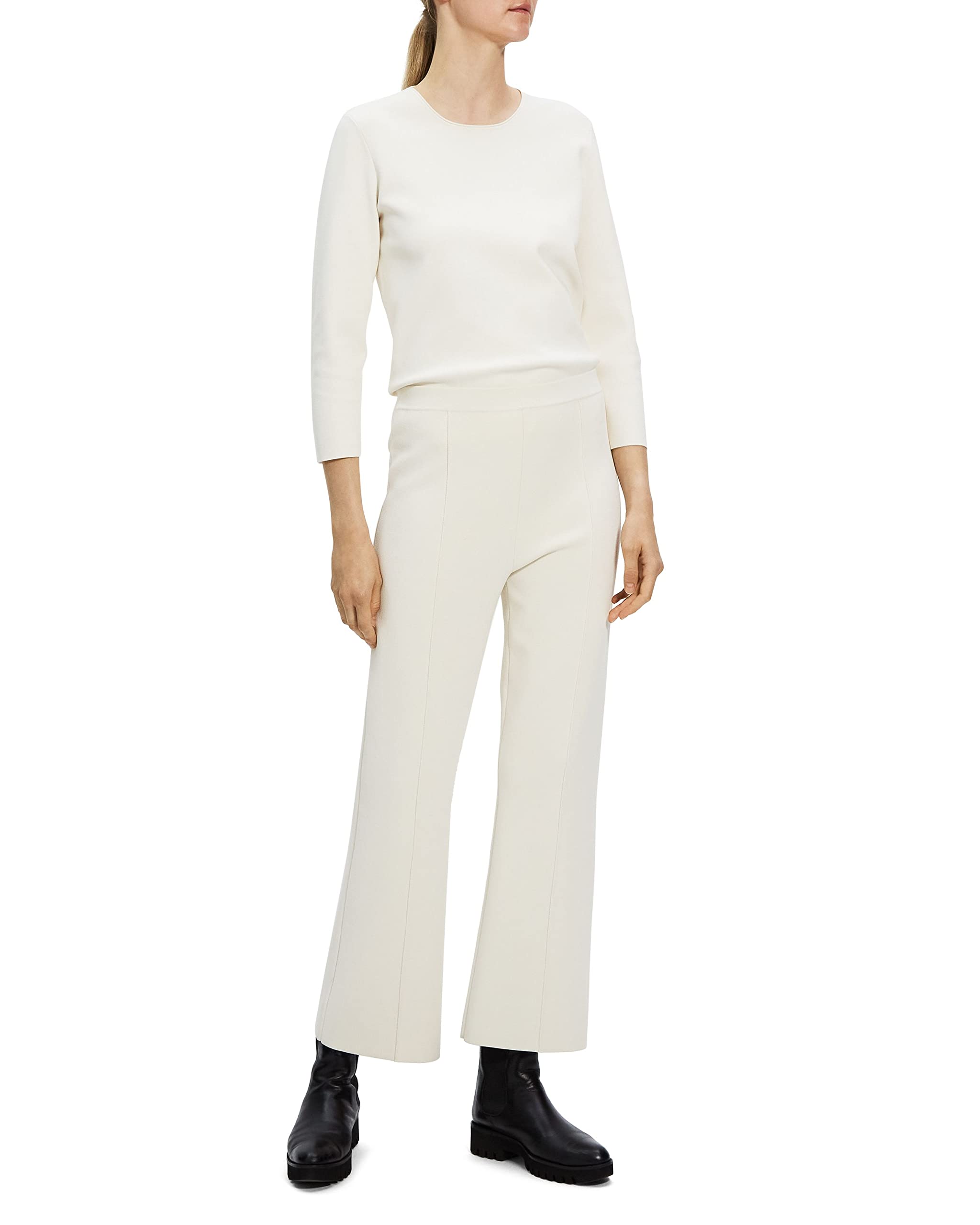 Theory Women's Wide-Leg Flare Pants - High Waisted Office Trousers for Business Casual & Professional Workwear (Perfect for Office, Meetings & Smart Casual Outfits)
