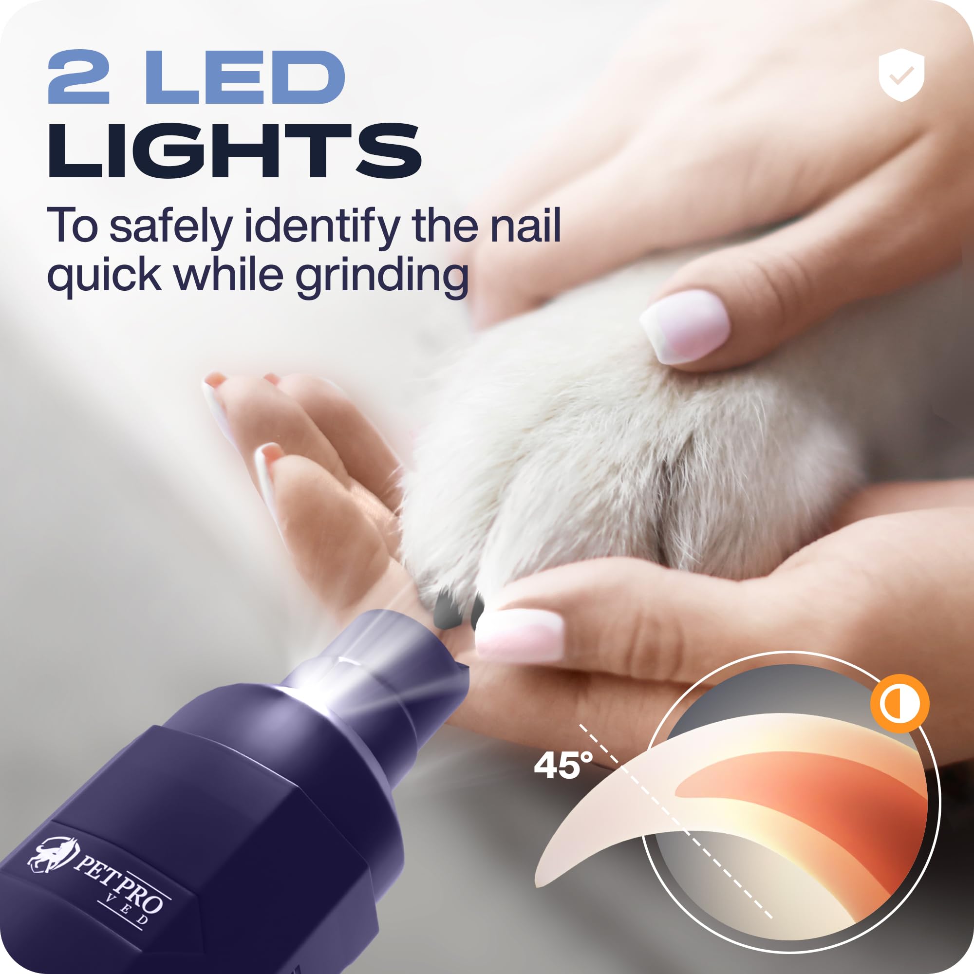 **PETPROVED Silent Electric Dog Nail Grinder – Safe & Gentle Pet Nail Trimmer for Dogs & Cats – Low Noise Claw Grinder with Nail File – Perfect for Grooming at Home or Professional Use**