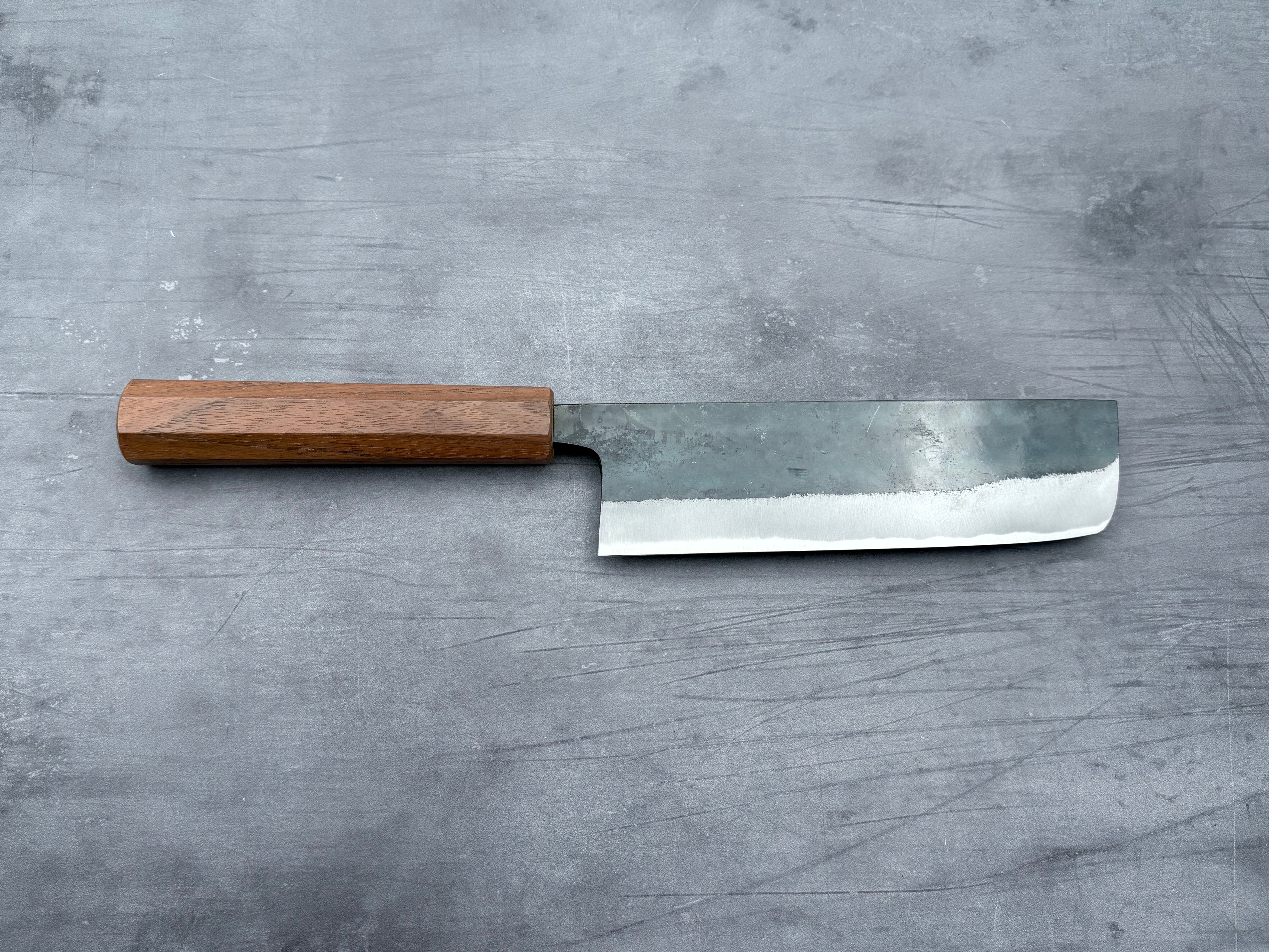 Premium Japanese Nakiri Knife - Blue #1 Steel Blade for Professional Chefs & Home Cooking - Perfect for Slicing Vegetables, Herbs & Sushi Prep