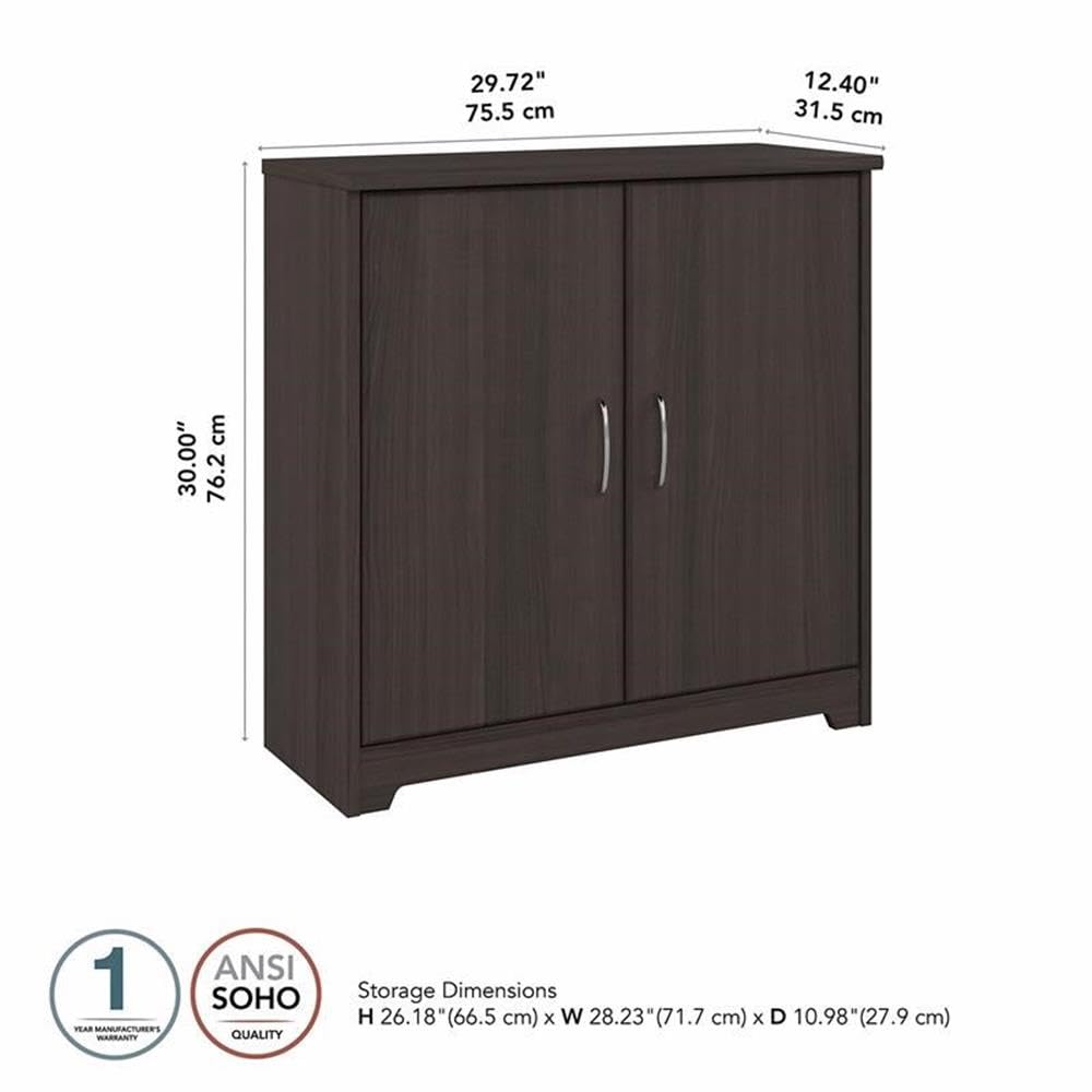 Bush Furniture Cabot Small Entryway Cabinet with Doors - Heather Gray Storage Organizer for Hallway, Living Room & Entryway | Compact & Stylish Home Decor Solution