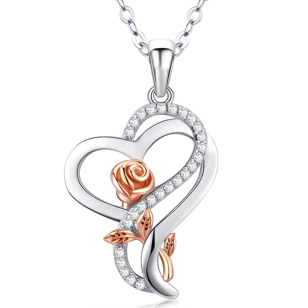 Mother's Day Gifts for Mom - Sterling Silver Heart Rose Pendant Necklace for Women | Birthday Jewelry Gift for Wife, Girlfriend & Her | Perfect for Anniversaries, Valentine's Day & Special Occasions