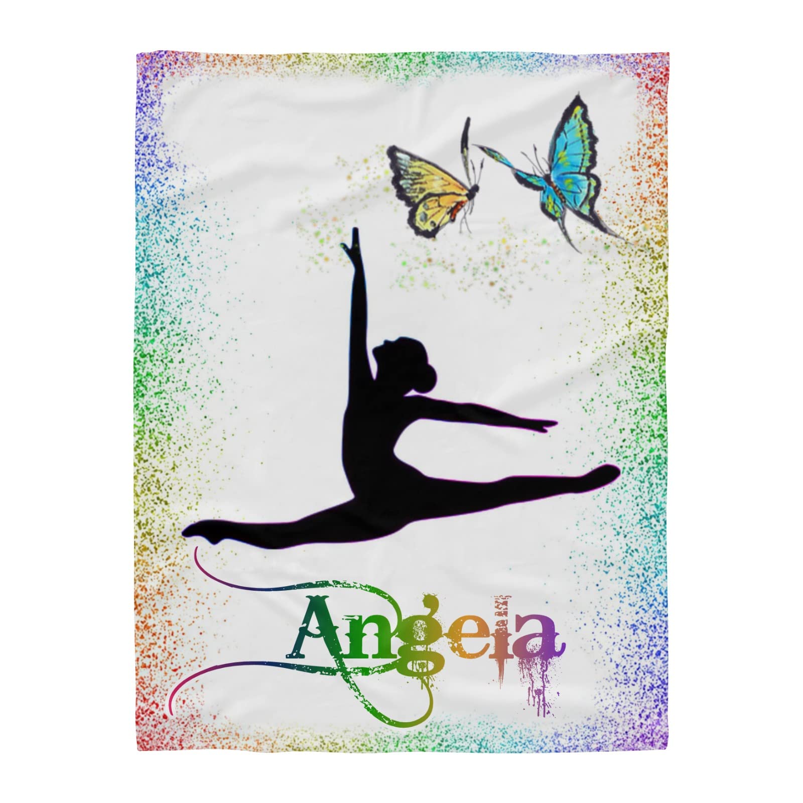 XOZOTY Personalized Sport Gymnastic Bling Fleece Blanket - Custom Name Throw Blanket 50x60 Inch for Sofa, Bed, Wedding Gifts - Perfect for Sports Fans, Cozy Home Decor & Special Occasions