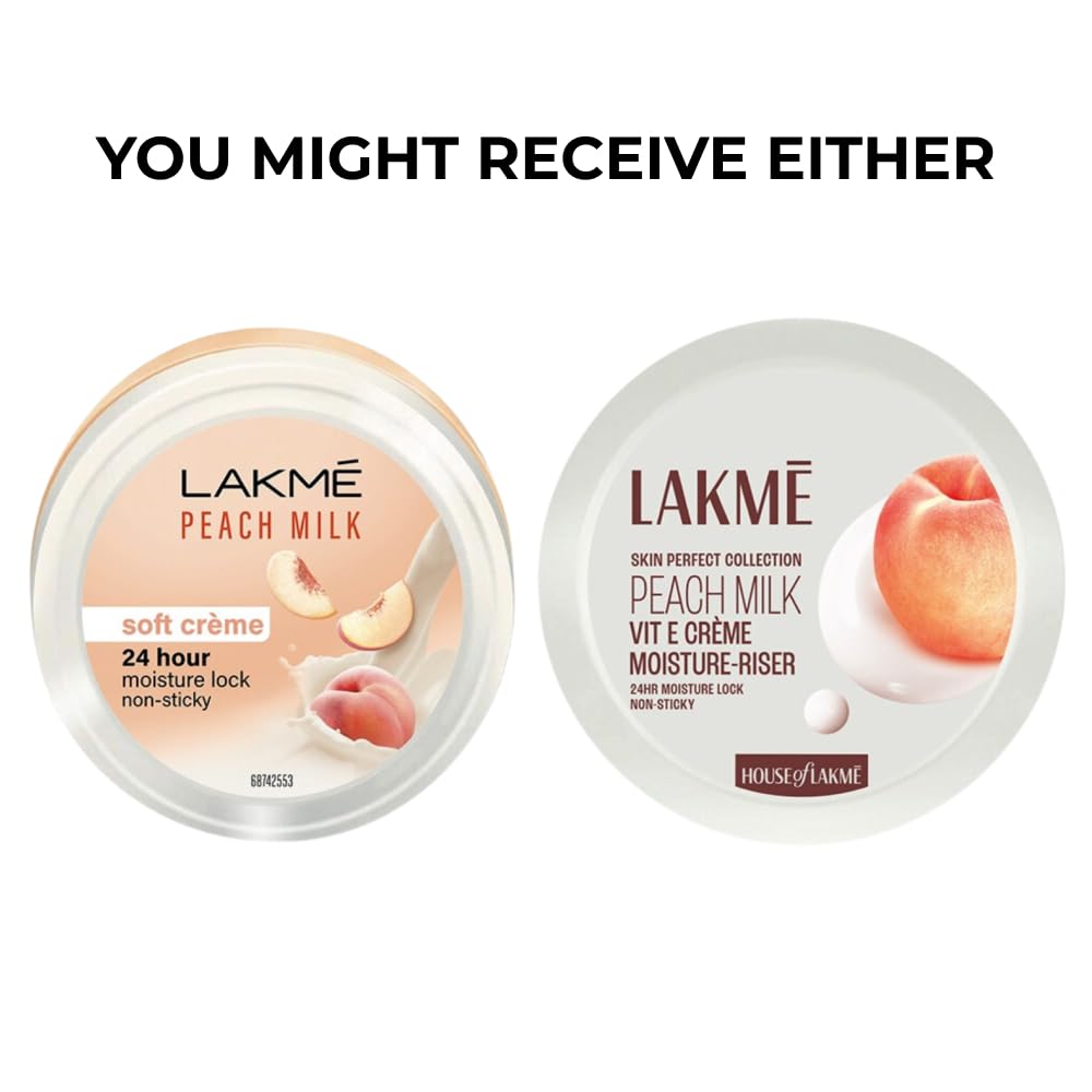 LAKMÉ Peach Milk Soft Crème Moisturizer - Lightweight 24-Hour Hydrating Face Cream for Dry Skin, 50g | Day & Night Moisturizer for Glowing Skin