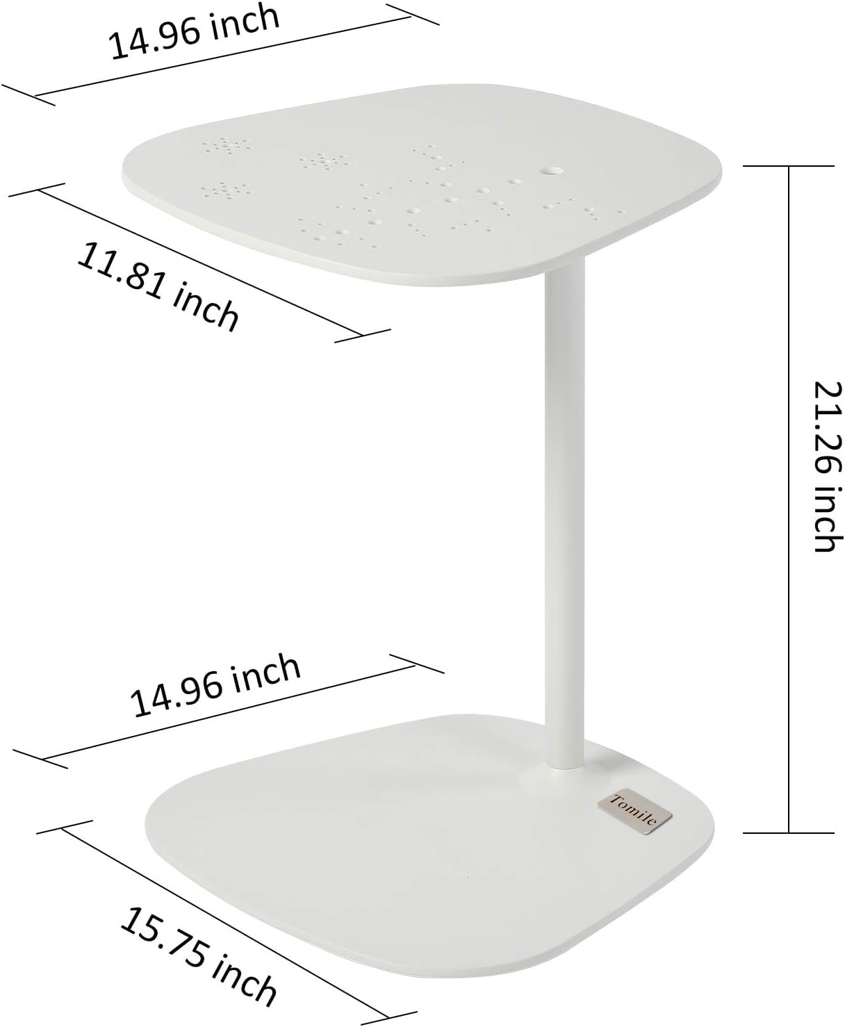 Tomile C-Shaped Laptop Side Table - Compact Metal End Table for Small Spaces - Easy Assembly White Accent Table - Perfect for Living Room, Bedroom & Office Workspace