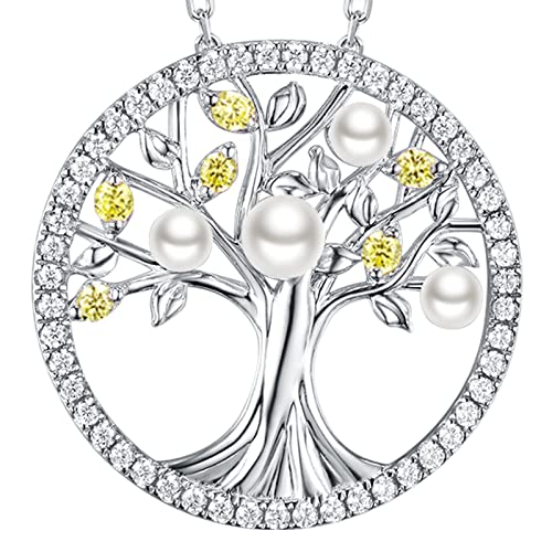 L June Birthstone Pearl Citrine Necklace
