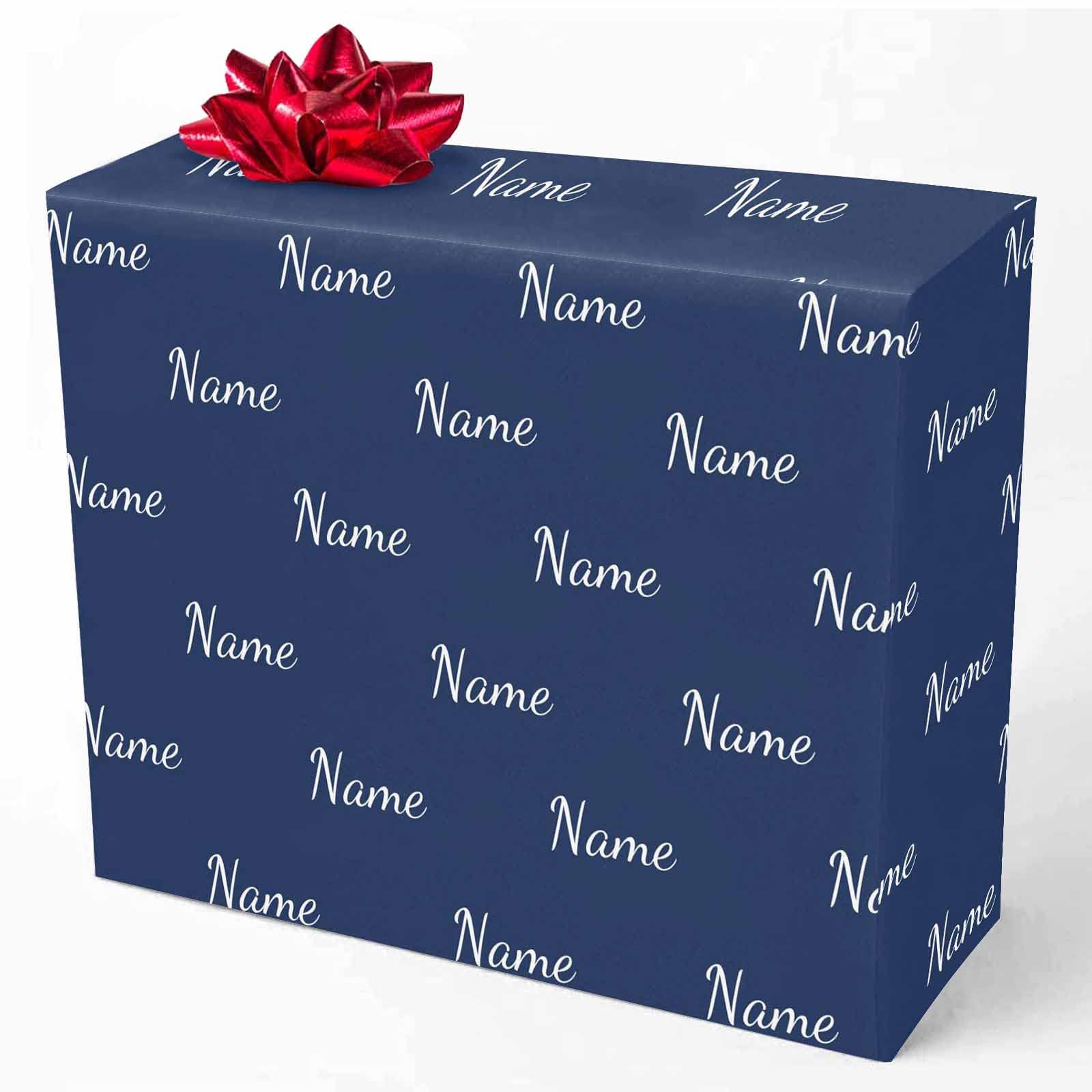 MyPupSocks Custom Printed Wrapping Paper with Logo - Personalized Navy Blue Gift Wrap for Birthdays, Christmas | Funny Text Design for Men & Women | 3 Rolls (58x23 inches) - Perfect for Holiday Gifts, Party Favors & Special Occasions
