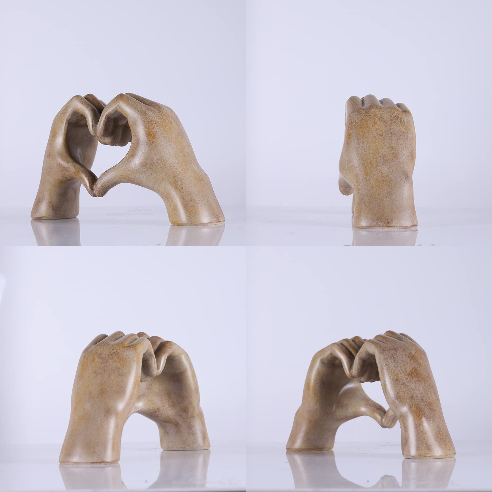 Wooden Heart Hand Sculpture - Home Decor for Shelf & Table - Perfect Gift for Women & Mom