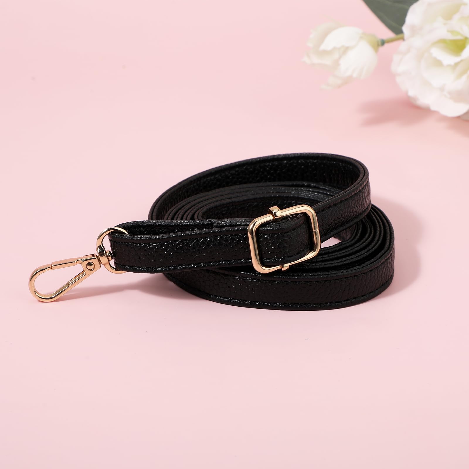 Adjustable 33.4-59 Inch Leather Purse Strap Replacement - Black Crossbody Bag Shoulder Strap for Women's Handbags | Perfect for Daily Use, Travel & Shopping