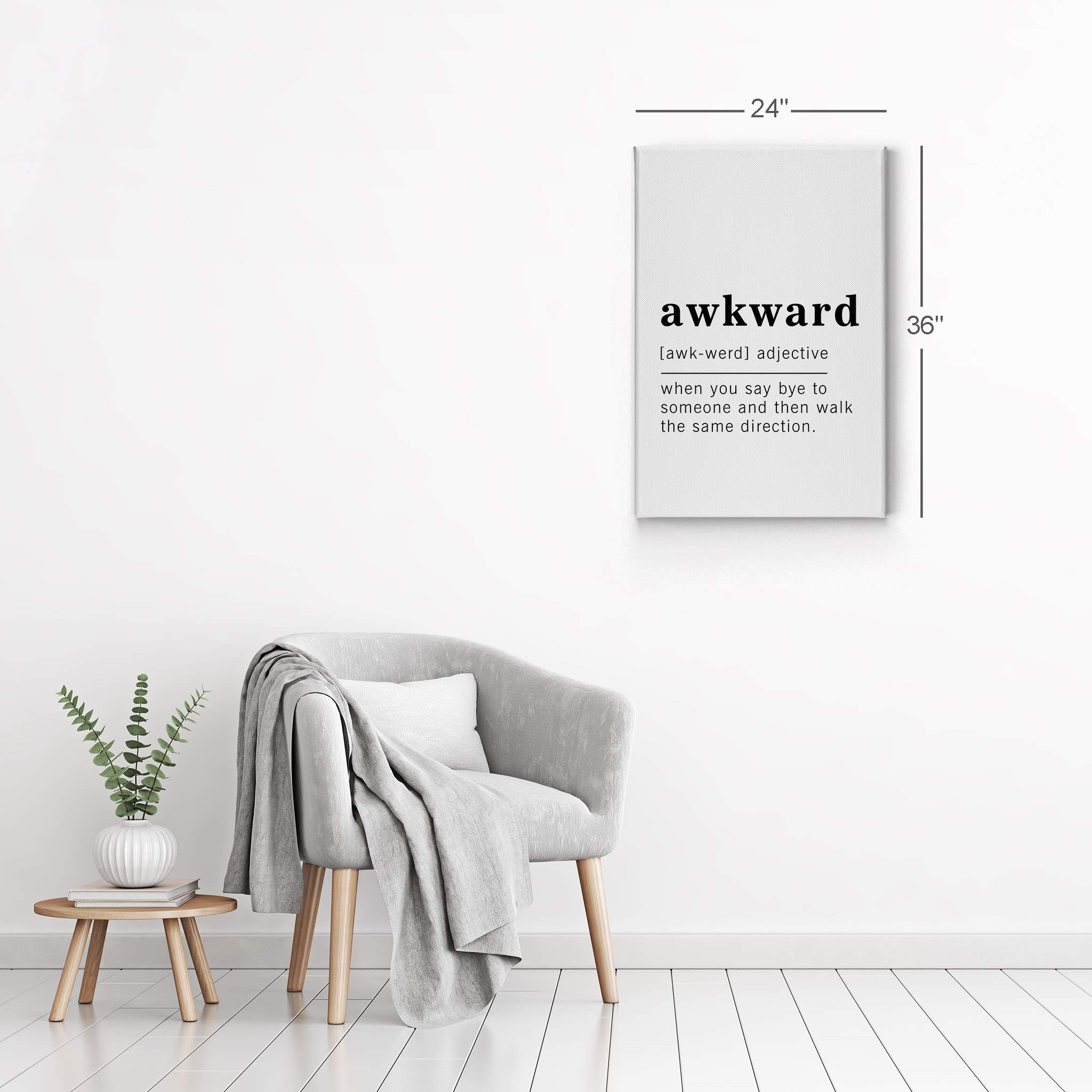 Funny Adjective Noun Dictionary Definition of Awkward Canvas Print - Inspirational Quote Wall Art for Office, Living Room, Bedroom & Bathroom - Ready to Hang 40x30 Inches - Made in USA - Perfect for Home Decor, Gifts & Humorous Wall Decorations
