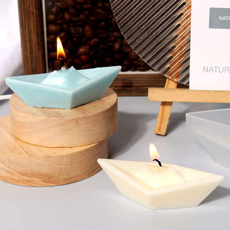 Cestony 2-Pack Paper Boat Shaped Silicone Molds for DIY Candles, Resin, Aromatherapy Soap, Car Fresheners & Gypsum Crafts - Perfect for Home Decor, Wedding Favors, and Gift Making