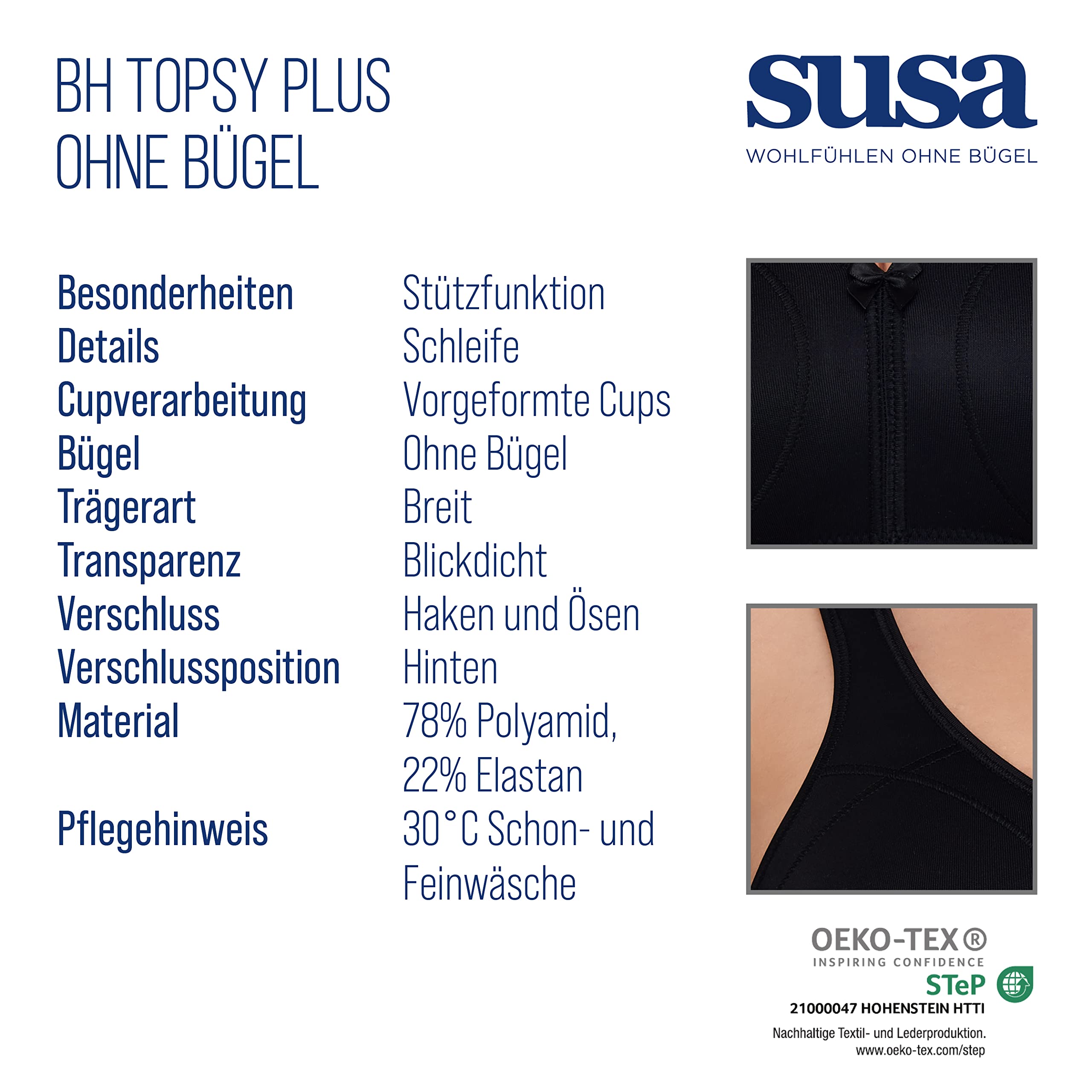 Susa Women's Plus Size Wireless Comfort Bras - Soft Support for Everyday Wear - Perfect for Work, Yoga & Lounge
