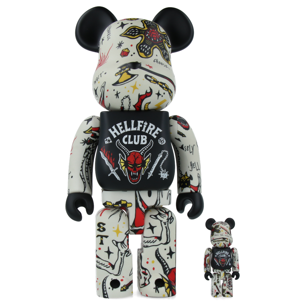 400% + 100% Bearbrick Stranger Things Hellfire Club Collectible Figure - Perfect for Anime Fans, Home Decor & Gift Giving