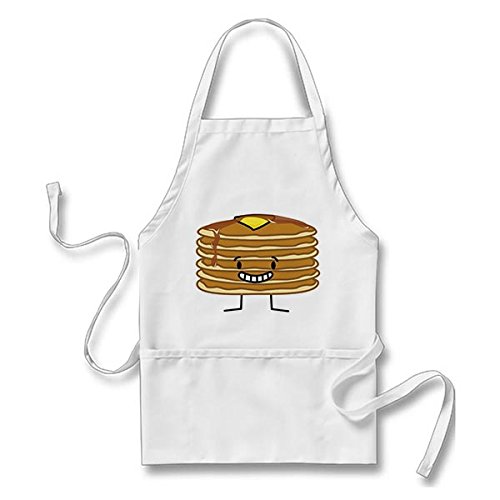 Funny Happy Pancakes Pancake Stack Apron White - One Size Fits Most - Perfect for Breakfast Cooking, Baking & Kitchen Gifts