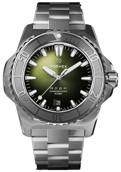Formex REEF Automatic Chronometer 300m Waterproof Dive Watch with Green Steel Bezel - Perfect for Scuba Diving, Snorkeling & Water Sports