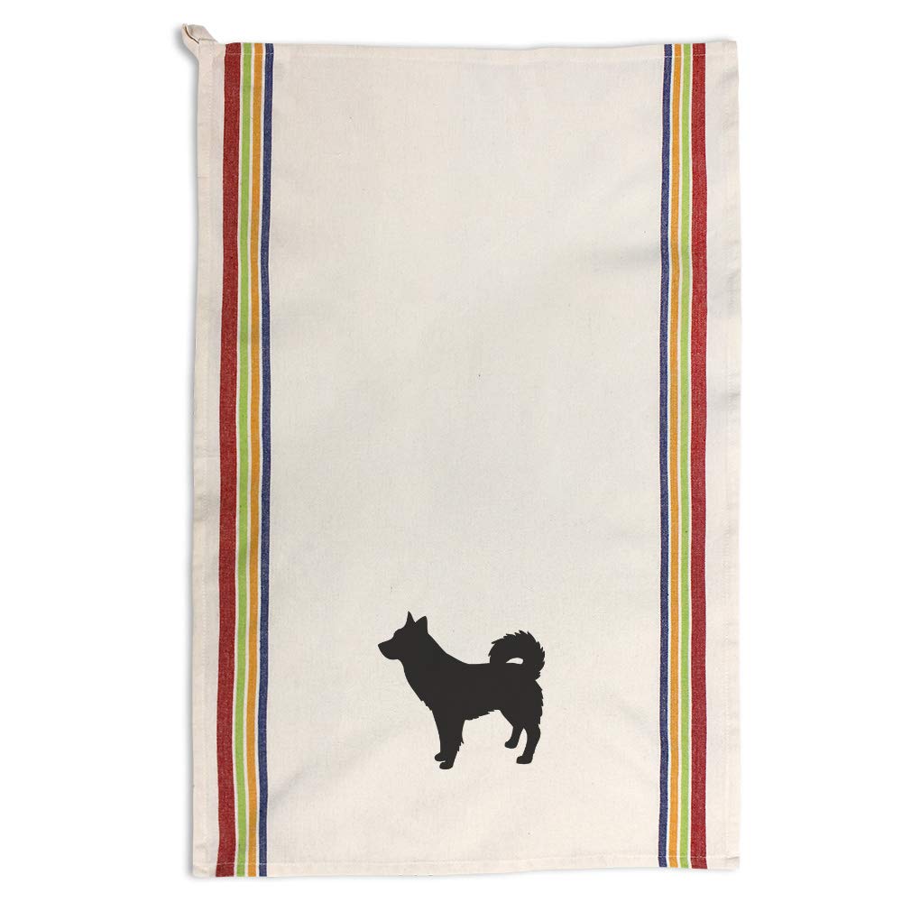 Custom Alaskan Klee Kai Silhouette Kitchen Towels - Absorbent Dish Towels for Pets Lovers, Multi-Stripe Design - Perfect for Kitchen Cleaning, Dish Drying & Home Decor Gifts