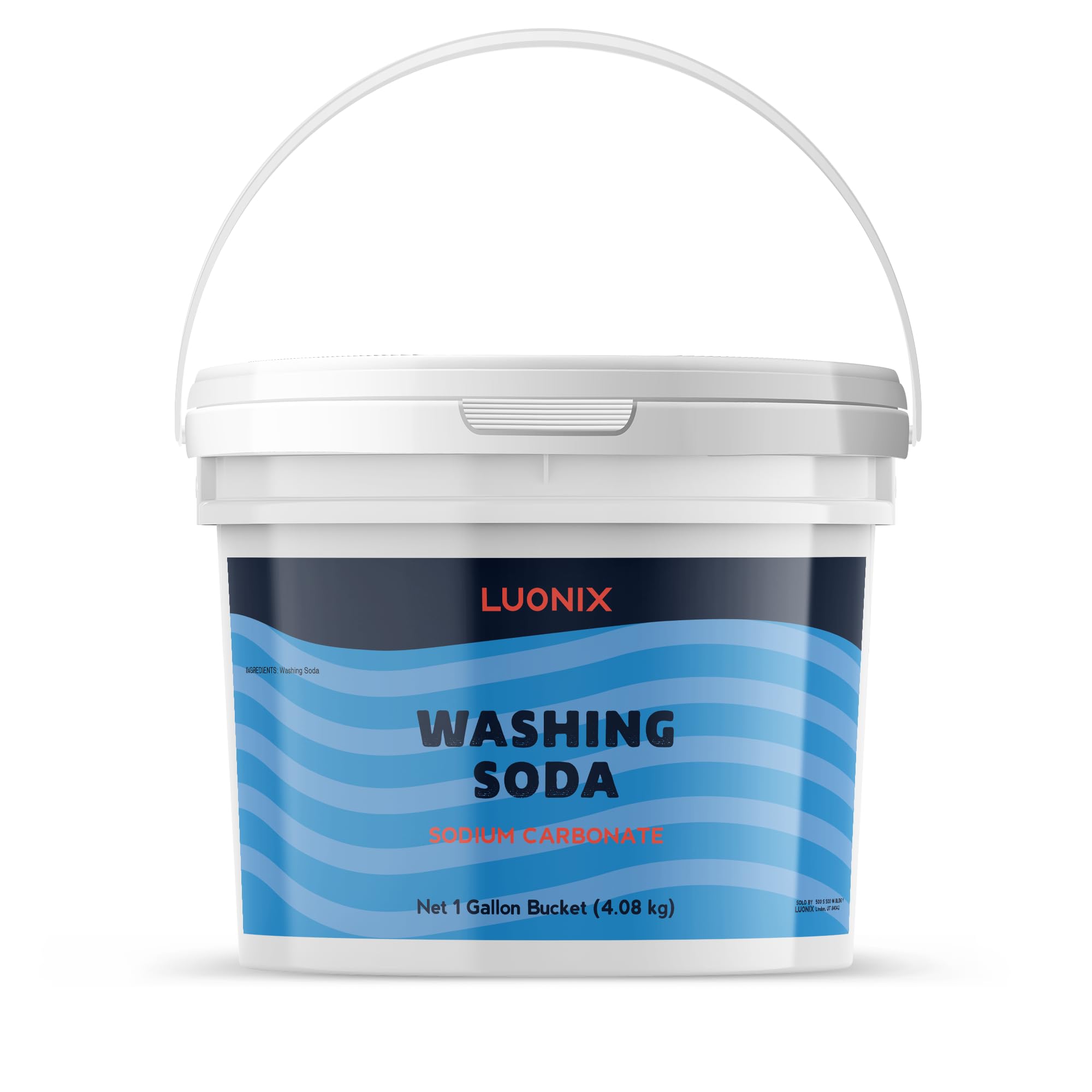 Washing Soda 1 Gallon Bucket | Pure Sodium Carbonate (Soda Ash) | Laundry Booster & Household Cleaner | Stain Remover for Clothes, Dishwasher Detergent & Pool pH Balancer
