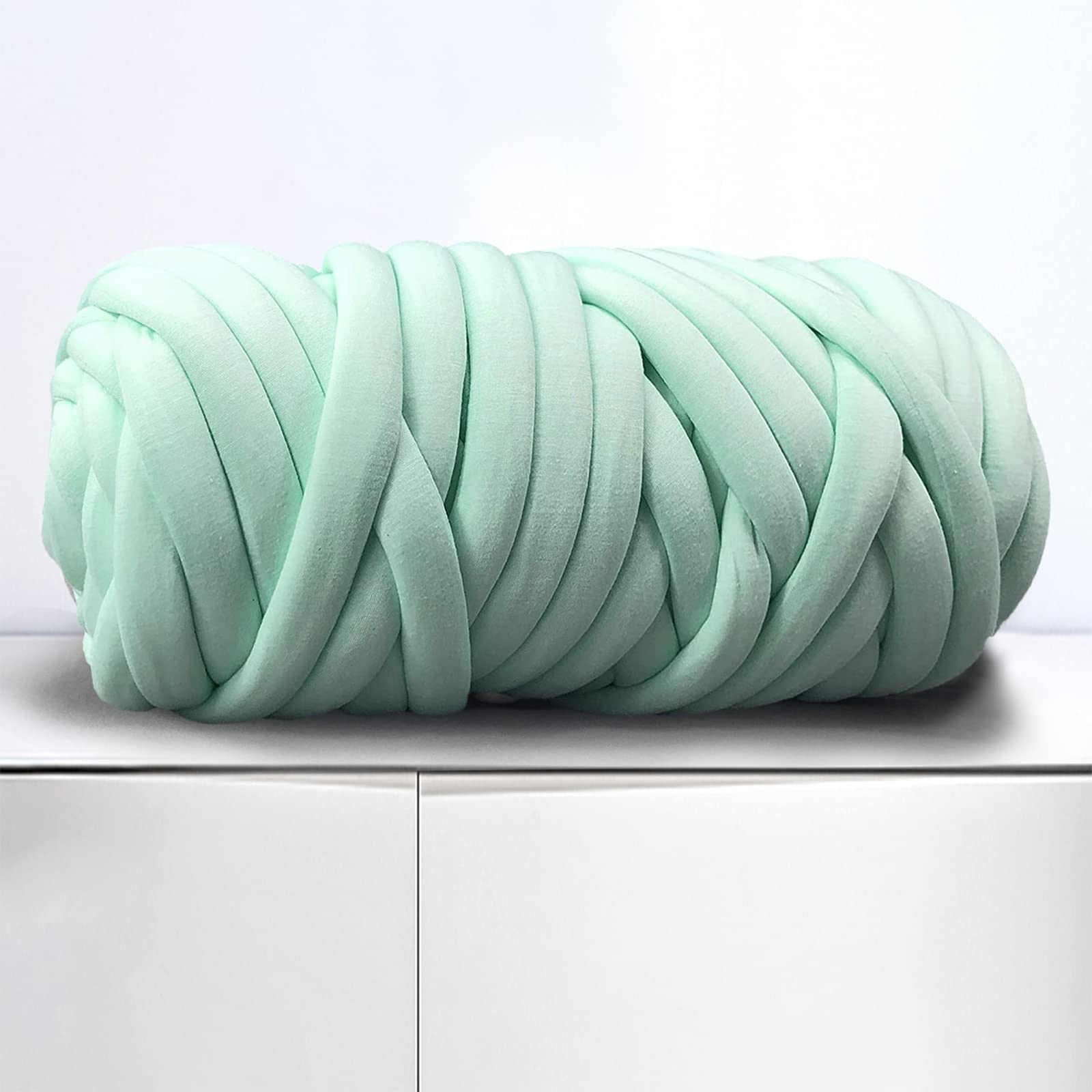 Soft Extra Cotton Washable Bulky Giant Arm Knitting Yarn for DIY Chunky Braided Knot Throw Blanket, Weaving & Crochet Crafts (11lb, Light Green) - Perfect for Cozy Home Decor, Handmade Gifts & Winter Knitting Projects