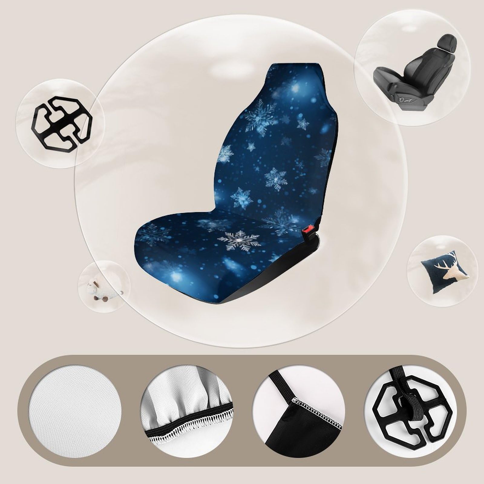Universal Snowflake Car Seat Covers - 2PCS Front Seat Protectors for Cars & Trucks | Winter-Ready Interior Accessories for Comfort & Style