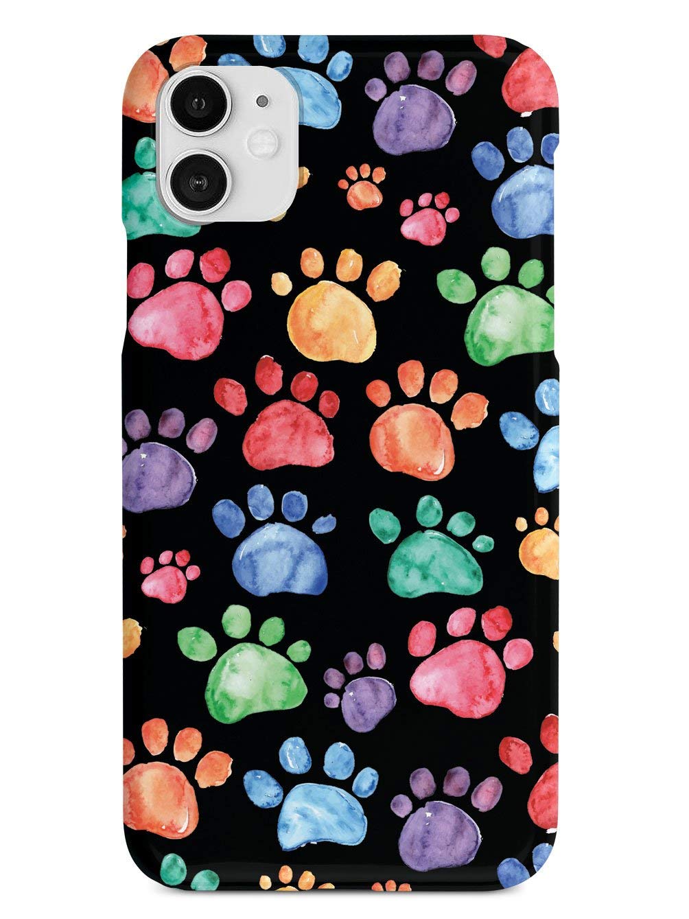 **Inspired Cases - iPhone 11 Case with 3D Textured Design - Watercolor Paw Prints Protective Cover for Apple iPhone 11 (Black) - Perfect for Daily Use, Work & Travel**