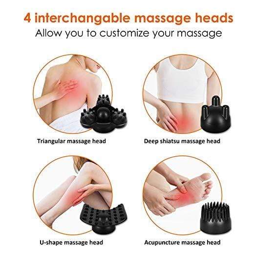 Rechargeable Cordless Handheld Percussion Massage Gun with Heat - Portable Deep Tissue Muscle Massager for Back, Neck & Shoulder Pain Relief - Perfect for Home, Office & Travel Use
