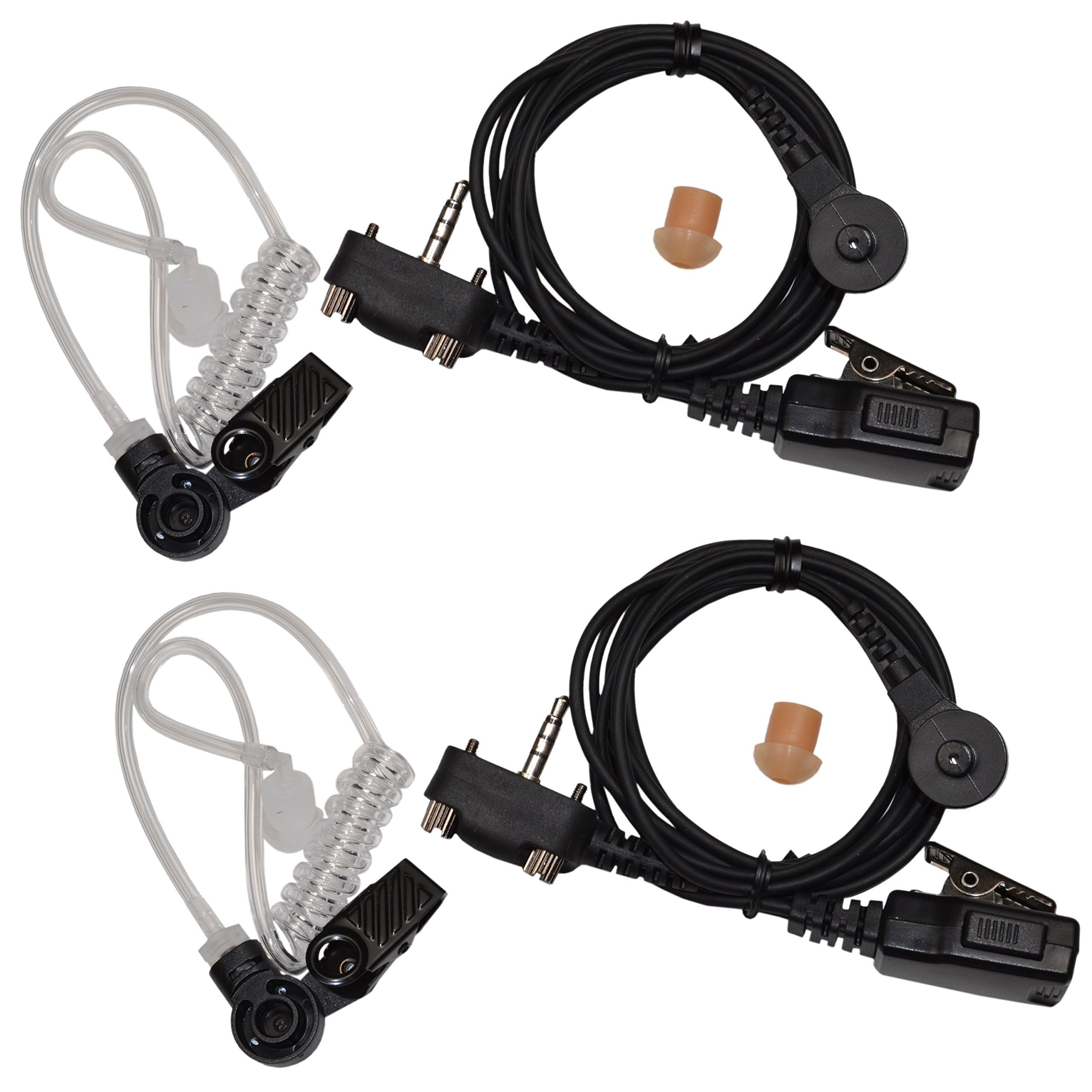 HQRP 2-Pack Acoustic Tube Earpiece Headset with PTT Mic - Compatible with Vertex Standard FT-10R, FT-40R, FT-50R, FT-60R & Sun Meter Radios - Ideal for Security, Construction & Two-Way Communication