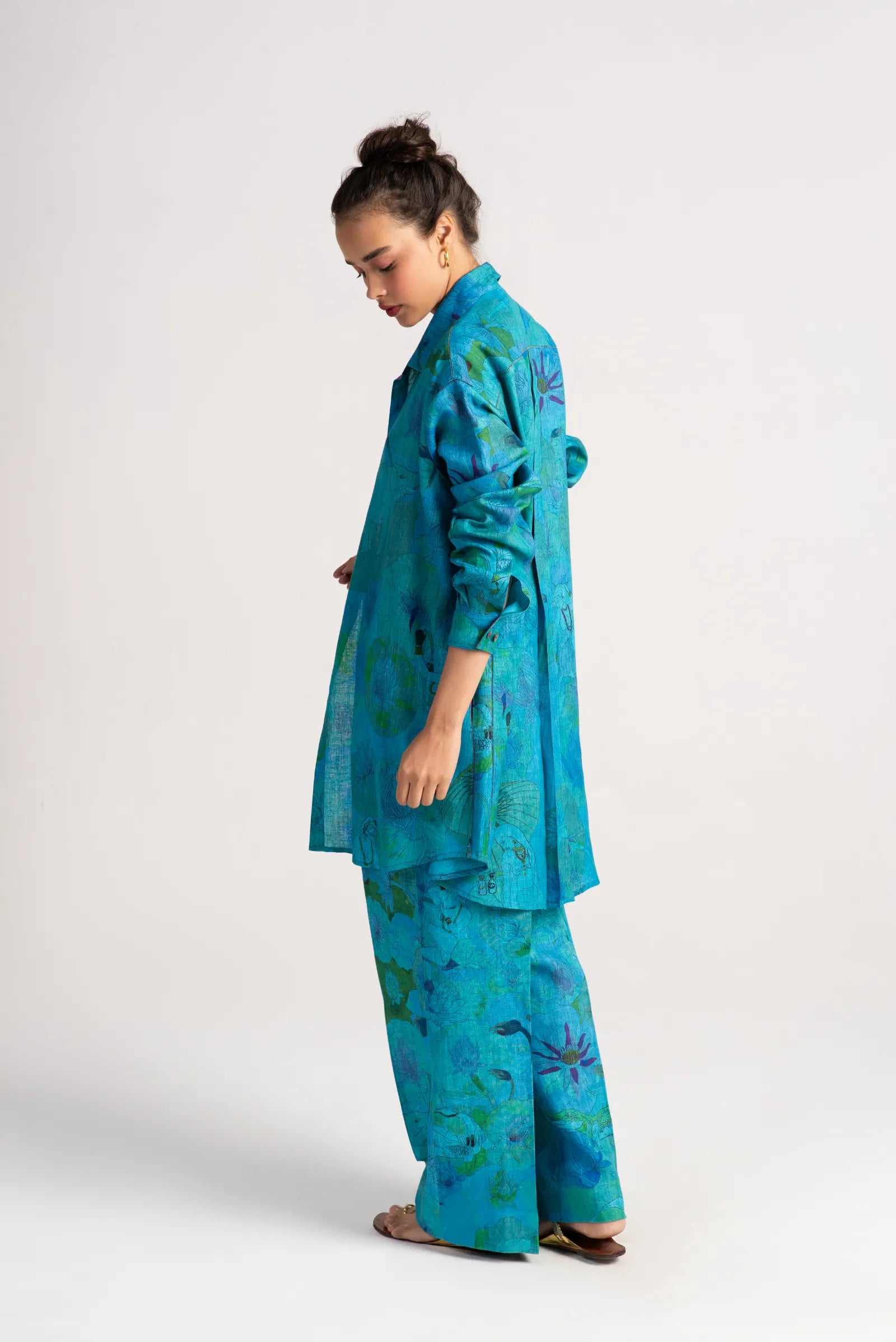 Premium Udaan Shir Linen Aqua Blue Dress - Elegant Summer Casual Wear for Women | Perfect for Beach Outings, Vacations & Date Nights