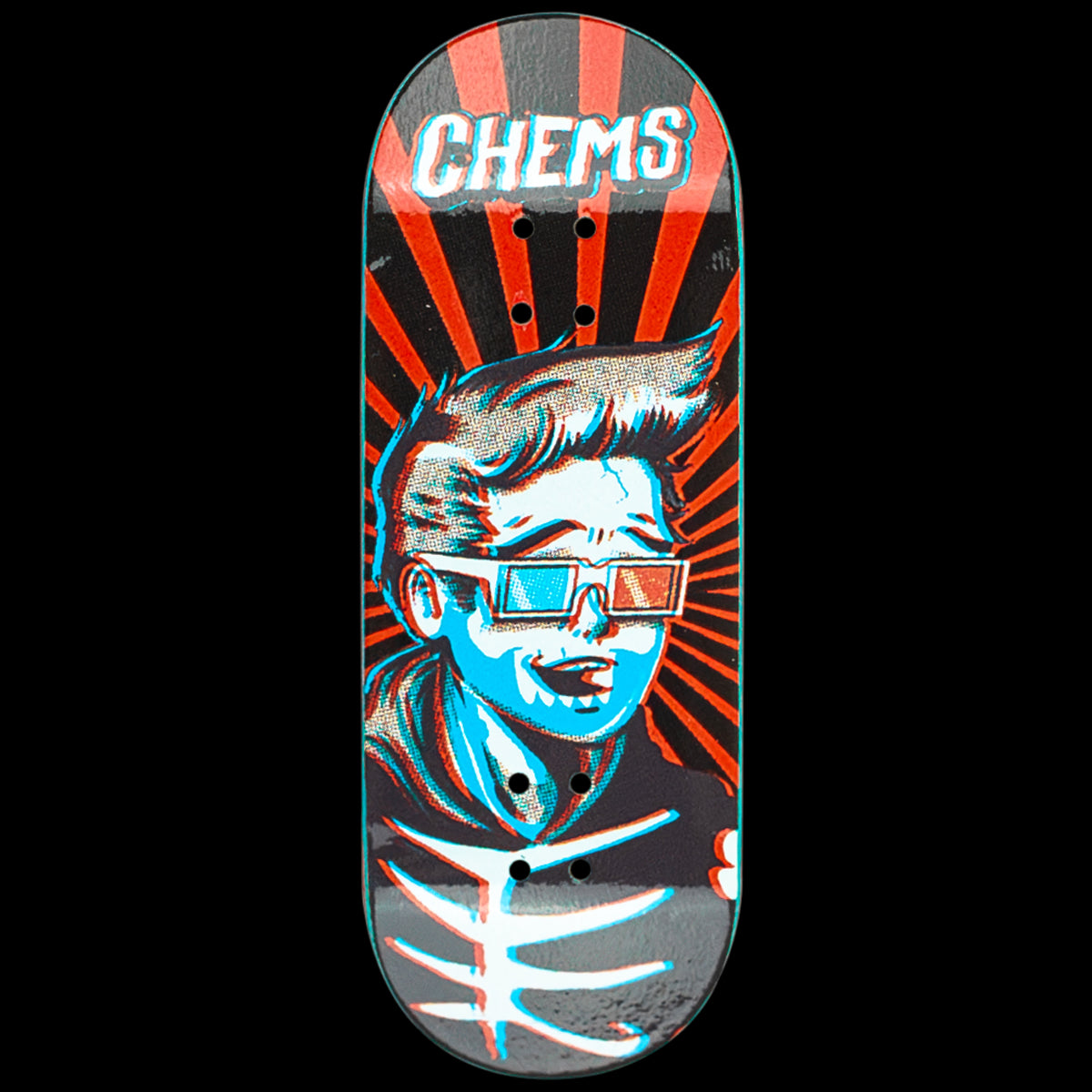 Chems Fingerboard Deck - Red 3D Skateboard for Kids | Perfect for Indoor Skateboarding Practice and Toy Collection