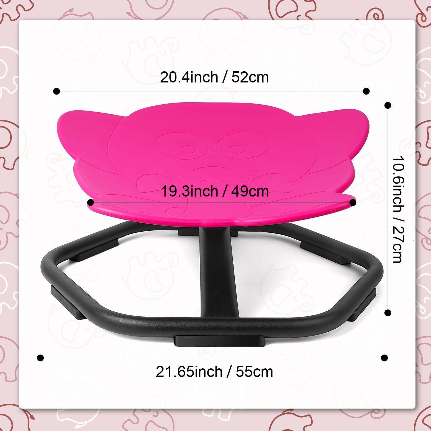 360° Swivel Elephant Chair for Kids - Spinning Wobble Seat, Sensory Balance Toy for Toddlers, ADHD & Autism Therapy Chair, Motion Sickness Relief - Fun Play Equipment for Boys & Girls (Pink) - Perfect for Classroom, Playroom & Sensory Integration Activities