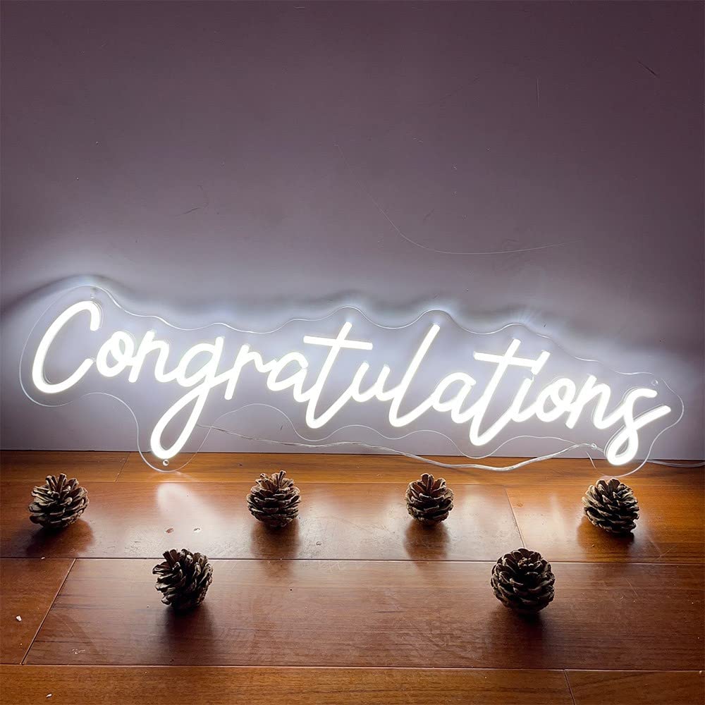 Custom White LED Neon Sign - 23.6 Inch Graduation Party Decor, Bedroom Wall Art, Wedding Backdrop & Christmas Home Decor | Perfect Gift for Birthdays, Weddings & Special Occasions