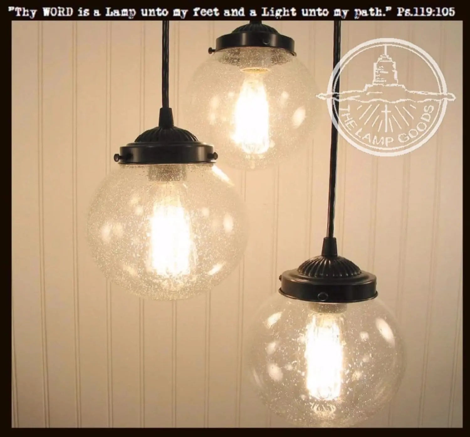 Elegant Seeded Glass Chandelier Light Pendant Trio Set - Vintage Style Hanging Fixture for Dining Room, Living Room & Bedroom Lighting