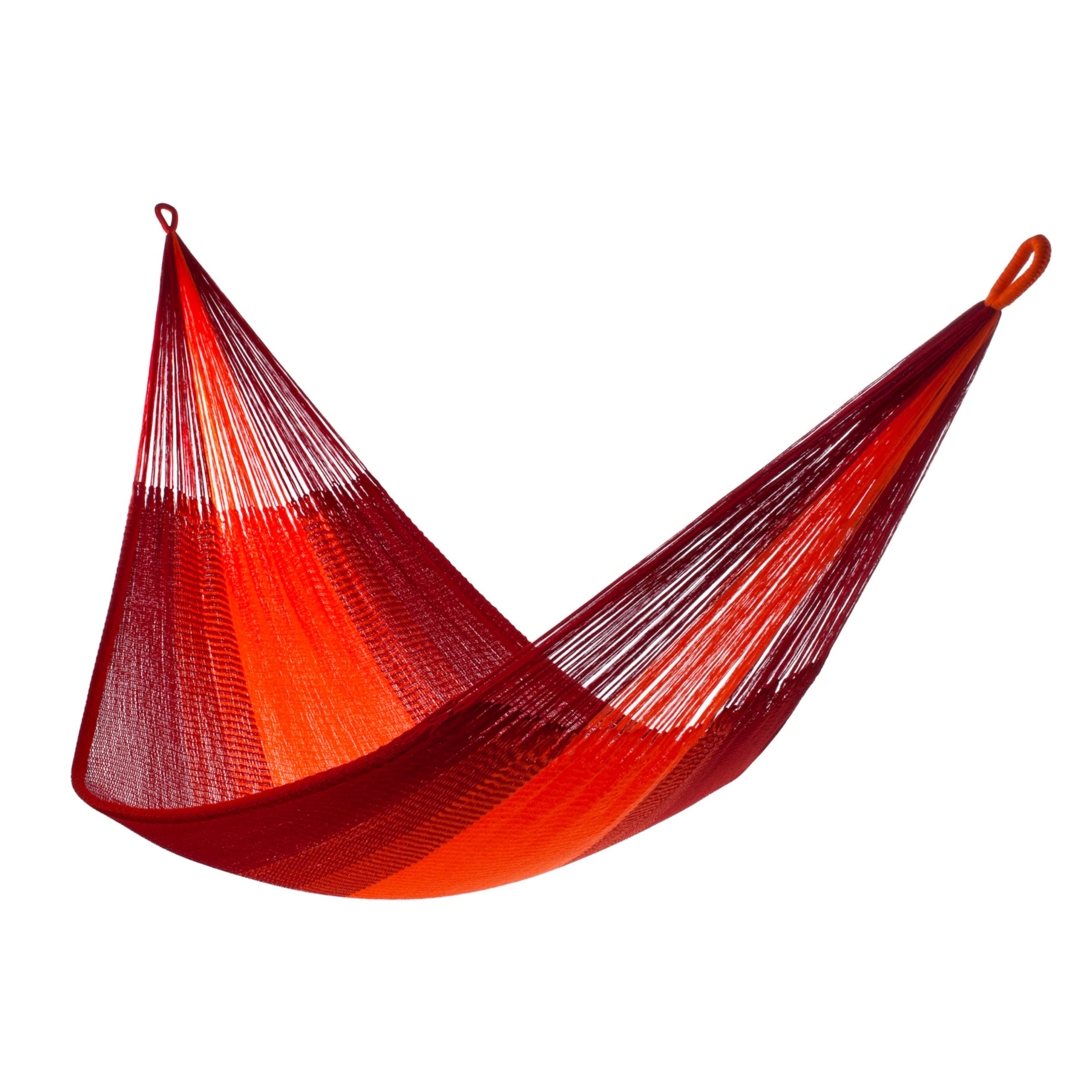 Premium Handwoven Hammock for Outdoor Relaxation - Family Size (550lb Capacity) - Weatherproof & Ultra Strong - Easy Setup Hanging System - Artisan Crafted in Vibrant Red-Orange - Perfect for Backyards, Camping & Beach Vacations