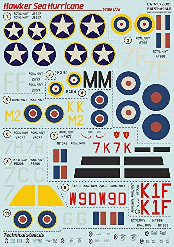 1:72 Scale Hawker Sea Hurricane Wet Decal Model Kit - Print Scale 72-383 for Aircraft Model Builders and Collectors - Perfect for WWII Aircraft Displays and Dioramas