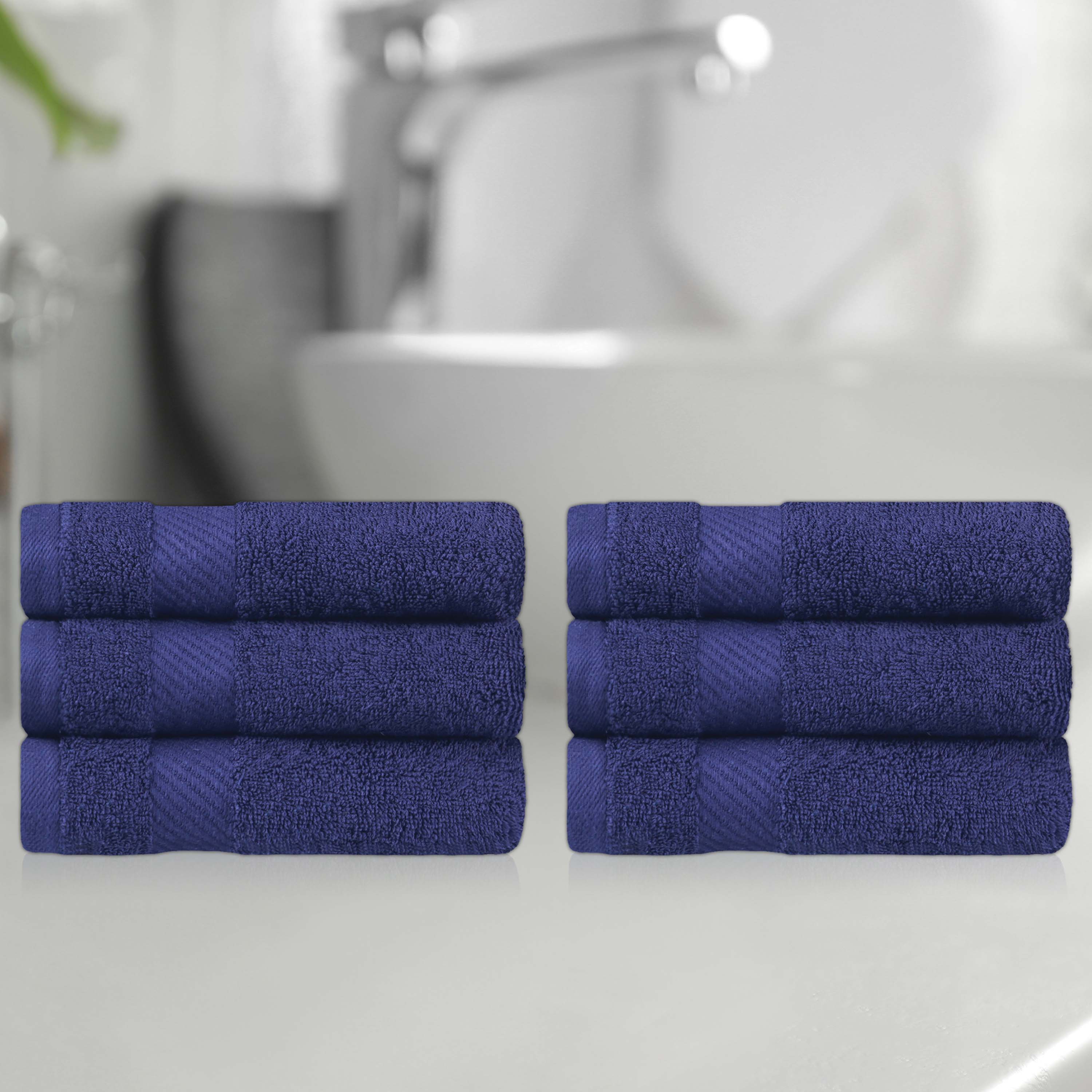 Premium 6-Piece Egyptian Cotton Hand Towel Set with Elegant Dobby Border - Soft & Absorbent for Bathroom, Kitchen, and Guest Use