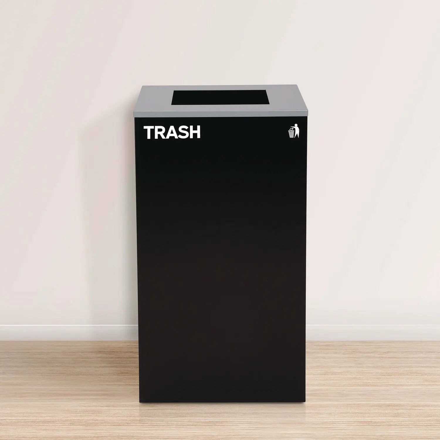 Alpine Industries 29 Gallon Steel Trash Can & Recycling Bin Set - Blue Bottle Recycling, Black Trash with Square Lid & Green Compost Bin - Perfect for Kitchen, Office, Garage Waste Management