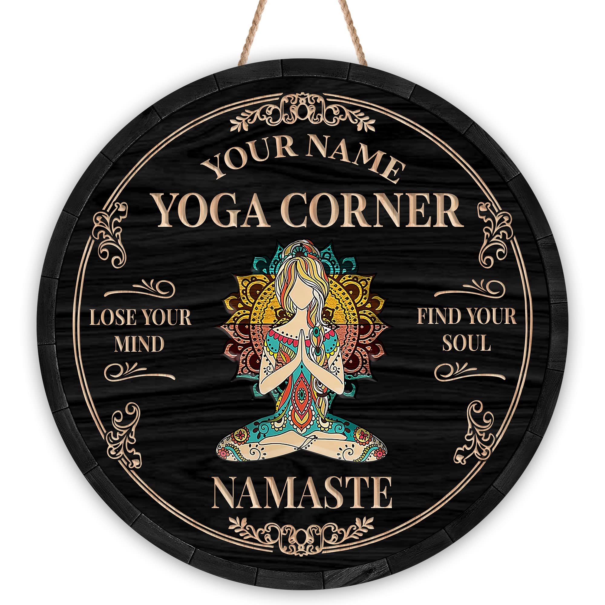 Custom Yoga Sign - Personalized Namaste Wall Art for Yoga Instructors & Lovers | Thoughtful Yoga Teacher Gift | Zen Studio Decor for Home, Office & Meditation Spaces