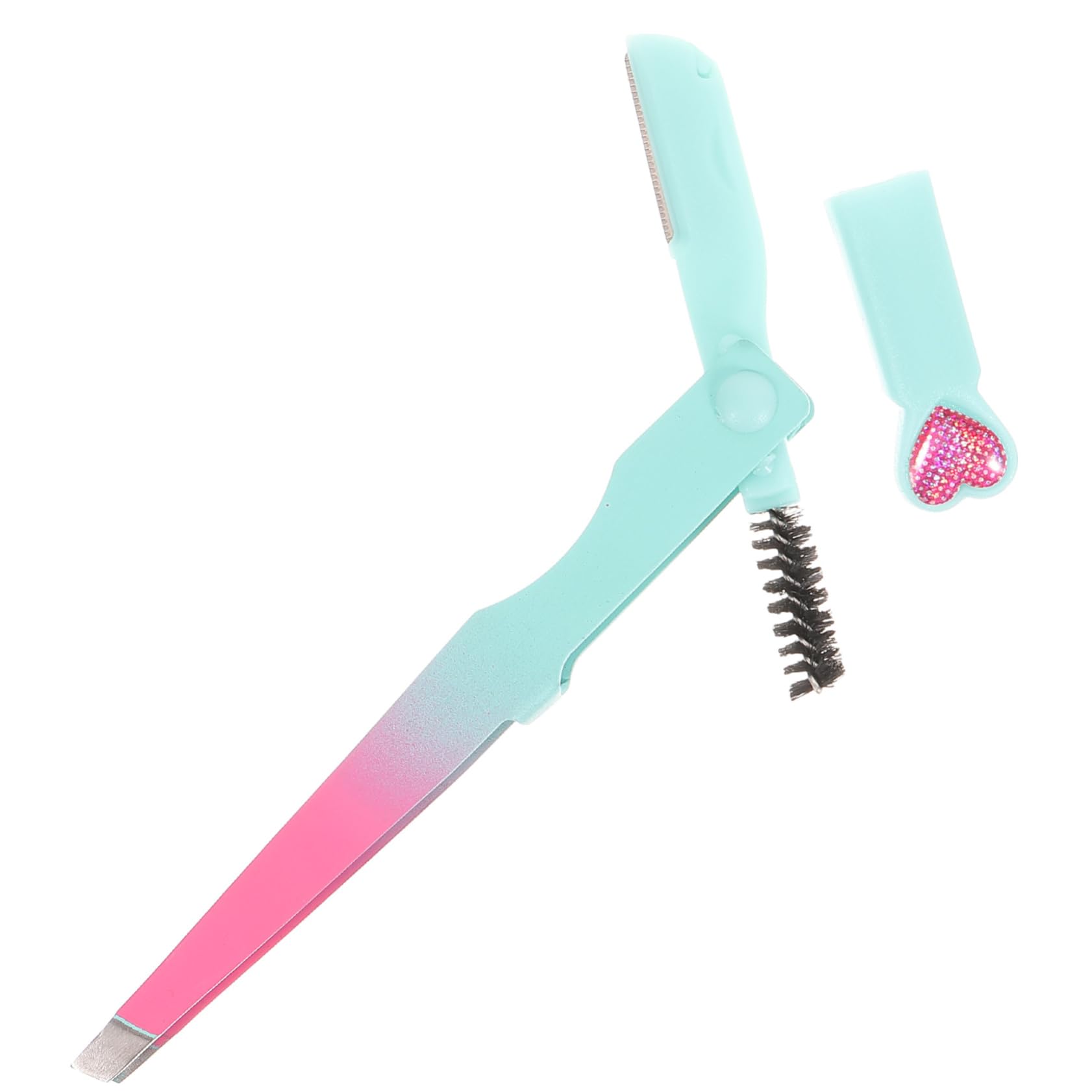 Professional Eyebrow Brush & Grooming Kit - Stainless Steel Tweezers, Eyebrow Trimmer & Lash Applicator Tool (Blue/Pink) - Perfect for Eyebrow Shaping, Eyelash Extension & Makeup Application