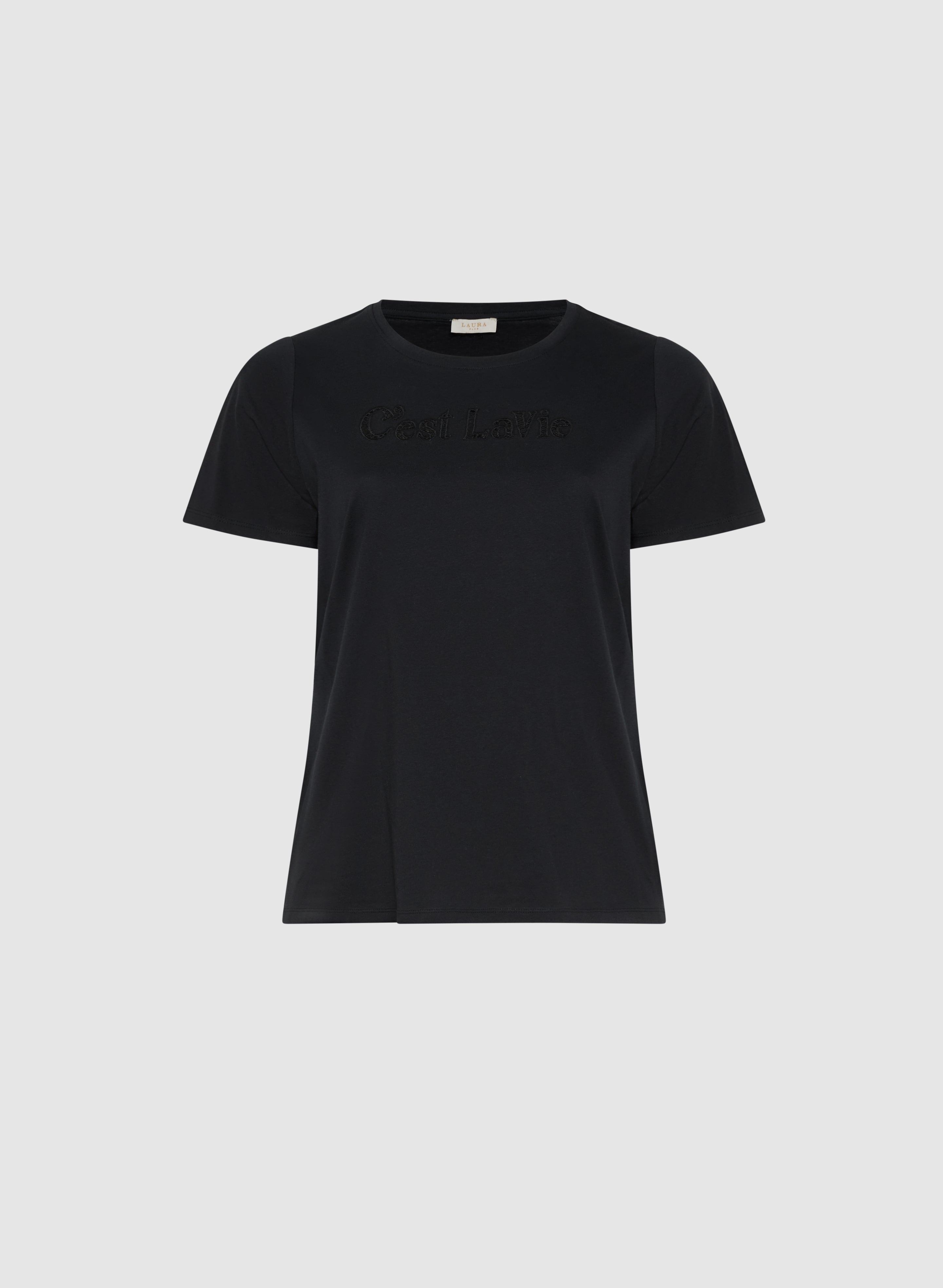 Cut Out Script T-Shirt for Women - Trendy Graphic Tee with Stylish Lettering - Perfect for Casual Outfits, Streetwear & Everyday Wear