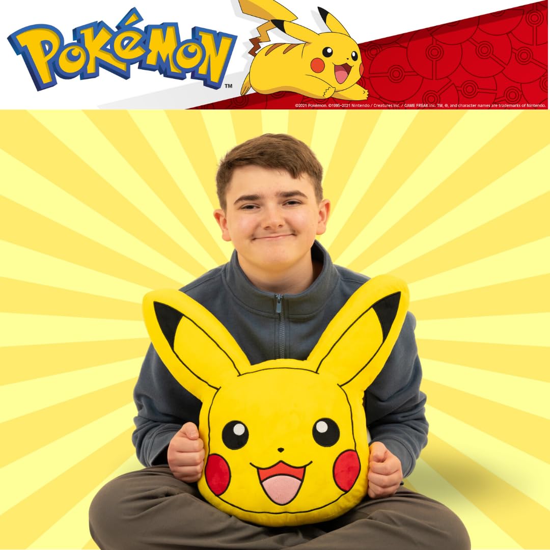 Franco Anime Gaming Bedding Super Soft Cozy Plush Decorative Pillow - Pikachu Design, One Size (18x18 inches) - Perfect for Anime Fans, Gaming Rooms & Home Decor