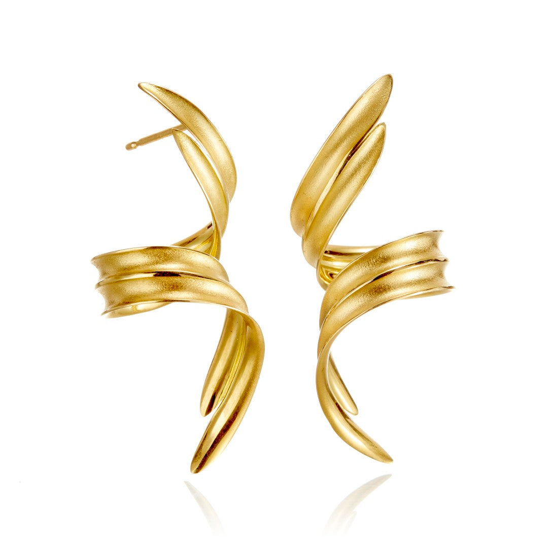 Elegant Ribbon Twirl Earrings for Women - Dainty Gold Plated Hoop Earrings with Ribbon Detail - Perfect for Parties, Weddings & Everyday Wear