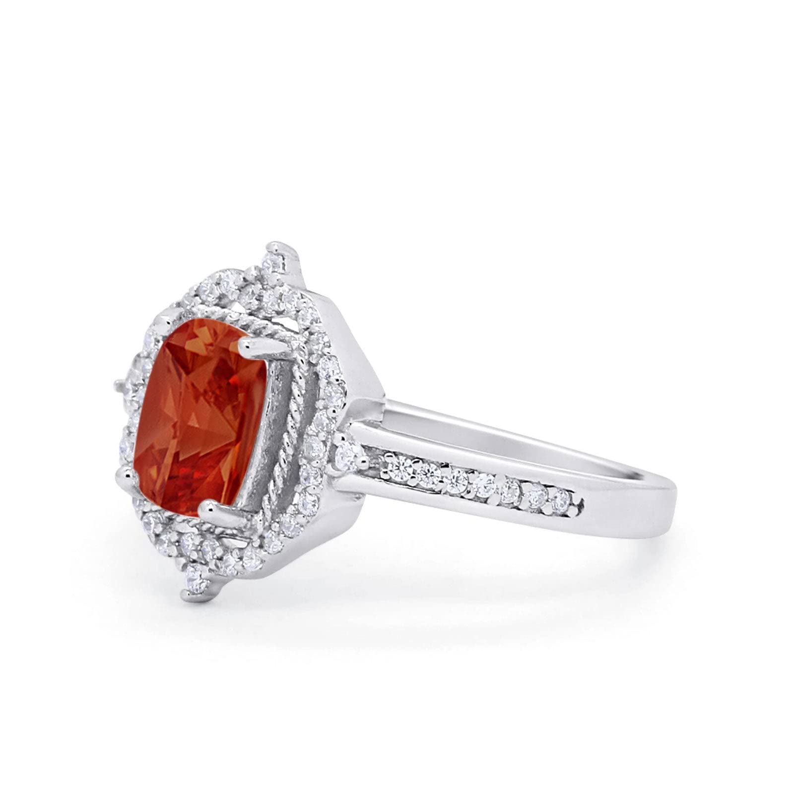 OMRANII Art Deco Emerald Cut Bridal Halo Pave Cubic Zirconia Wedding Engagement Ring - 14K White Gold - Perfect for Proposals, Anniversaries & Special Occasions