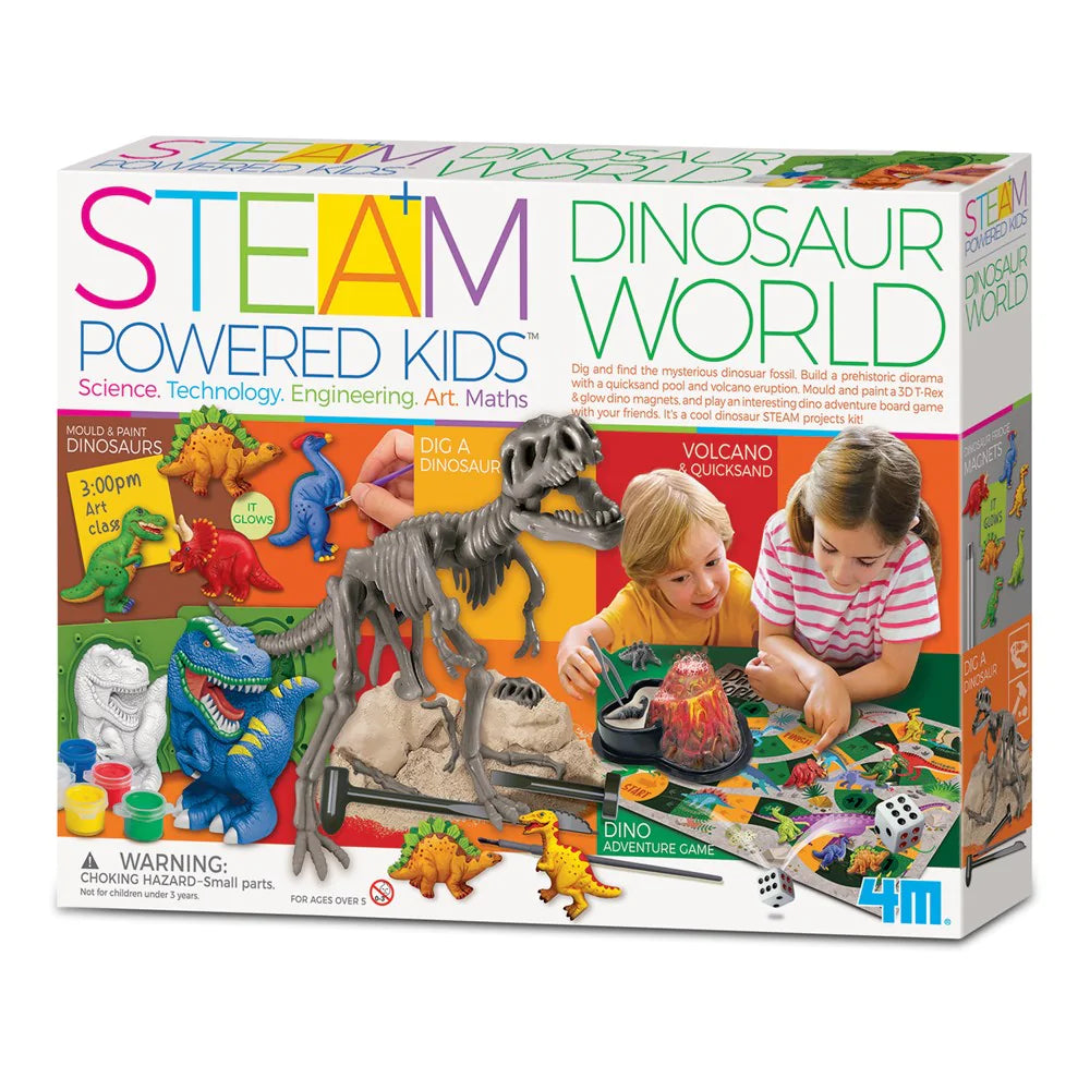 4M STEAM Powered Kids Dinosaur World Science Kit - Educational STEM Toy for Children Ages 5-12 - Explore Prehistoric Creatures & Volcano Experiments - Perfect for Birthday Gifts & Classroom Learning Activities