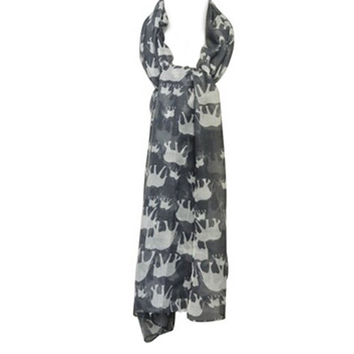 Wrapables Elephant Print Scarf Wrap - Soft Grey Fashion Shawl for Women | Perfect for Winter Warmth, Travel Accessories & Gift Ideas