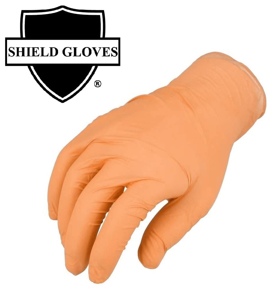 PSBM Orange Nitrile Gloves 5 Mil - Latex Free & Powder Free Disposable Gloves for EMT, Industrial, Automotive Use - Heavy Duty Safety Gloves - Large Size (Pack of 2000) - Ideal for Medical, Food Service & Cleaning Professionals