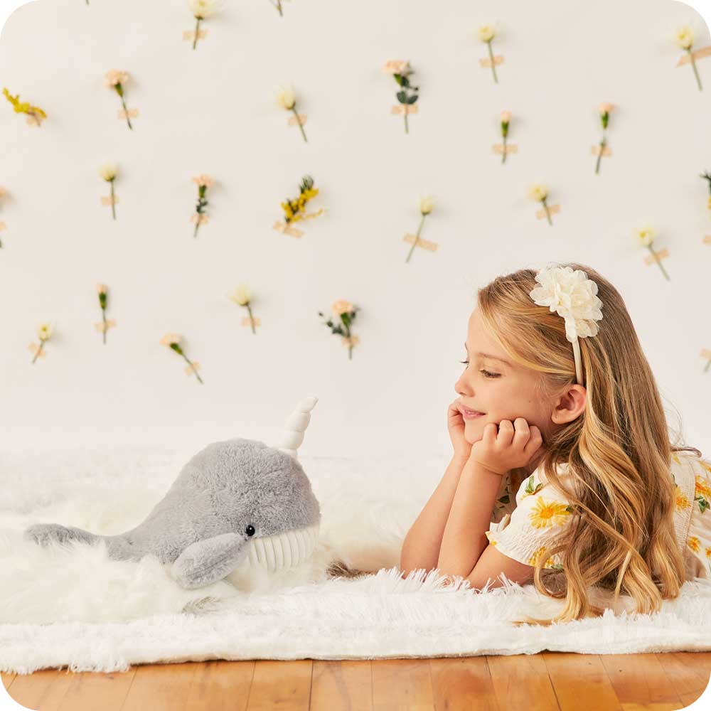 Weighted Heated Narwhal Stuffed Animal - Warmies Plush Toy for Kids & Adults | Soothing Heat Therapy for Stress Relief, Anxiety & Sleep Aid | Perfect for Cuddling, Gifts & Relaxation