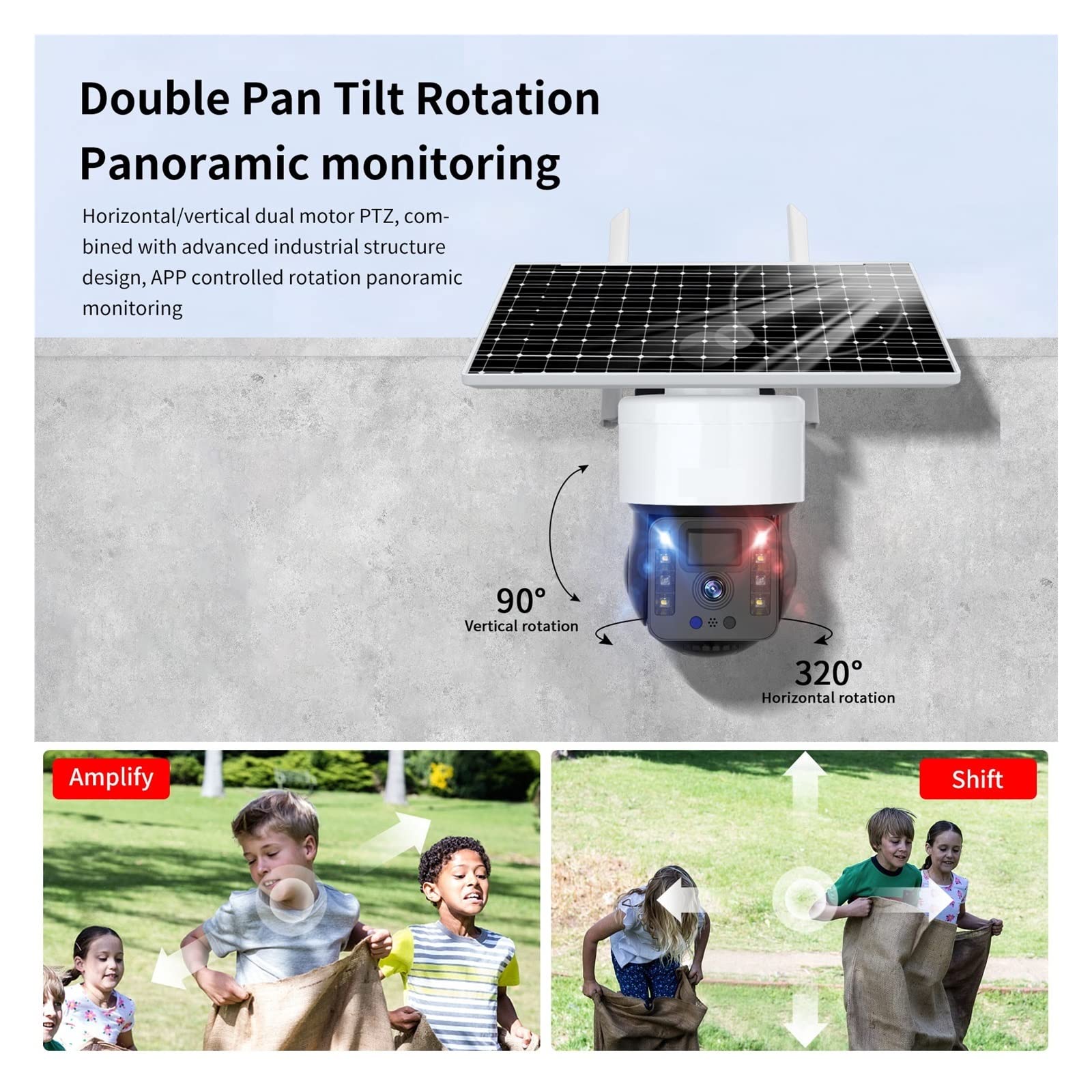 MZZYG Solar Security Camera - 1080P HD, Pan Tilt WiFi Outdoor Camera with Rechargeable Battery, Two-Way Audio & IP65 Weatherproof - Perfect for Home Security, Yard Monitoring, and Business Surveillance