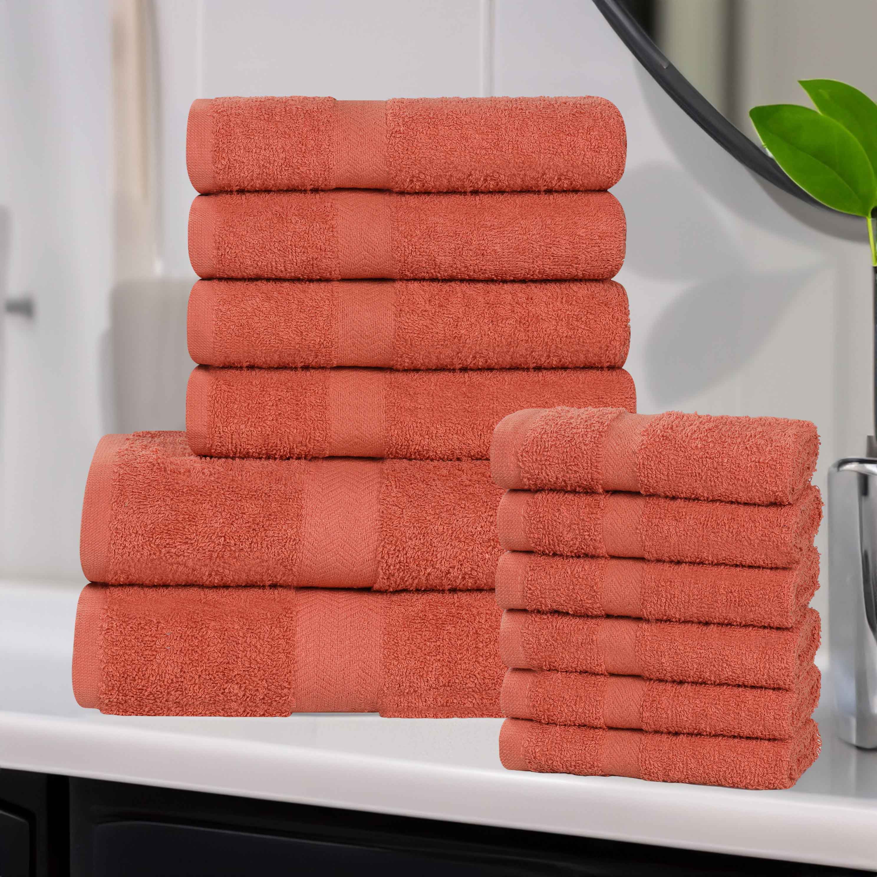 Franklin 100% Cotton Eco-Friendly Bath Towel Set - 12 Piece Soft Absorbent Towels for Bathroom, Spa & Gym Use