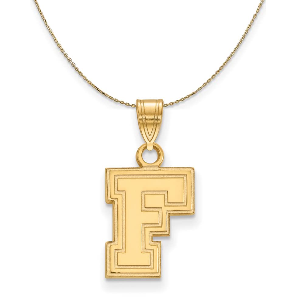 14k Yellow Gold Fordham U Necklace - Elegant Gift for Graduation