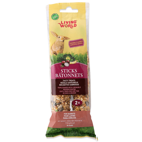 Living World Vegetable Flavor Rabbit Treat Sticks - Healthy Natural Chew Toys for Pet Rabbits - Perfect for Bonding, Training & Enrichment Activities
